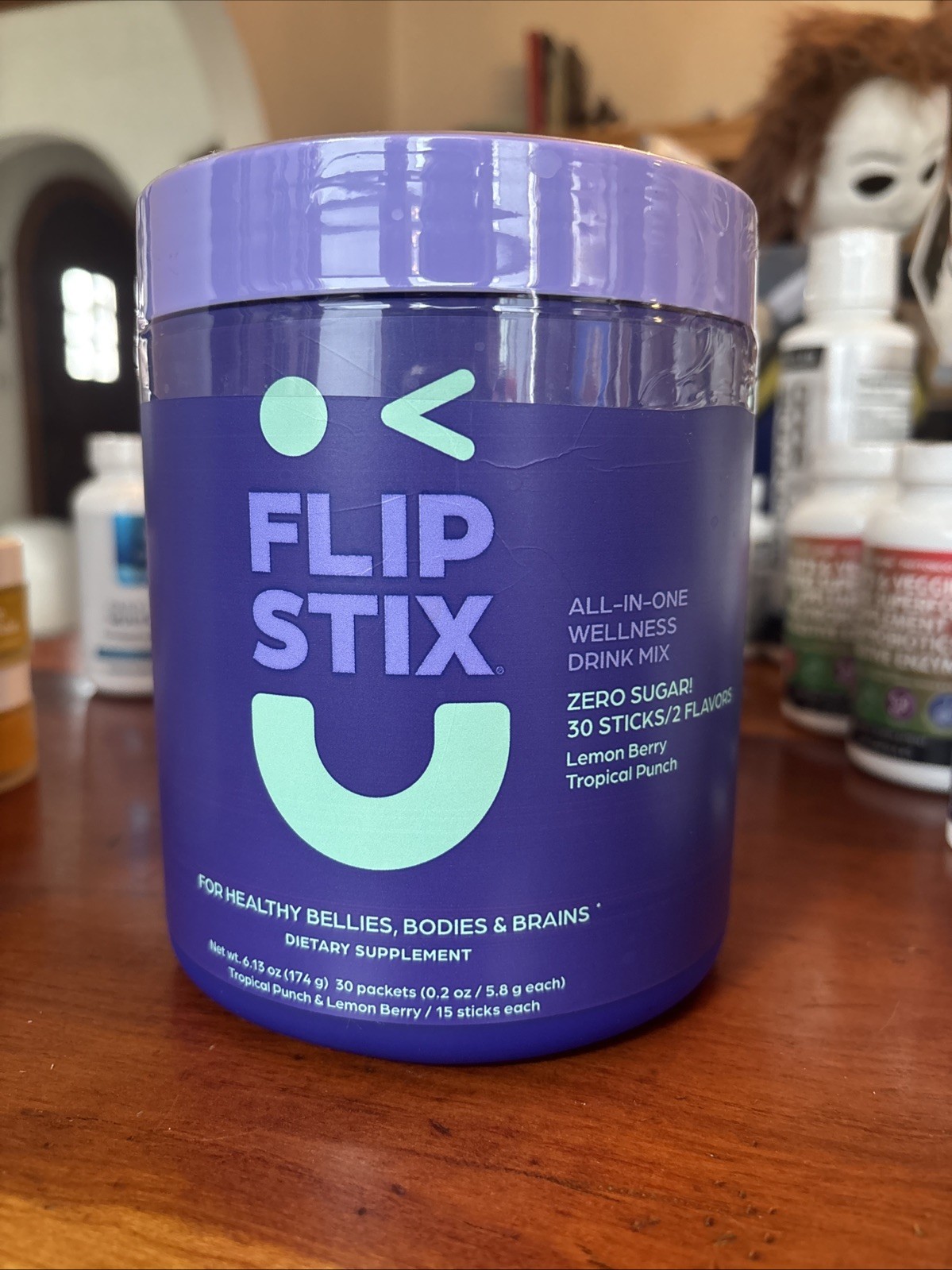 Flip Stix Wellness Drink Mix 2 Flavors Lemon Berry & Tropical Punch 30 Sticks