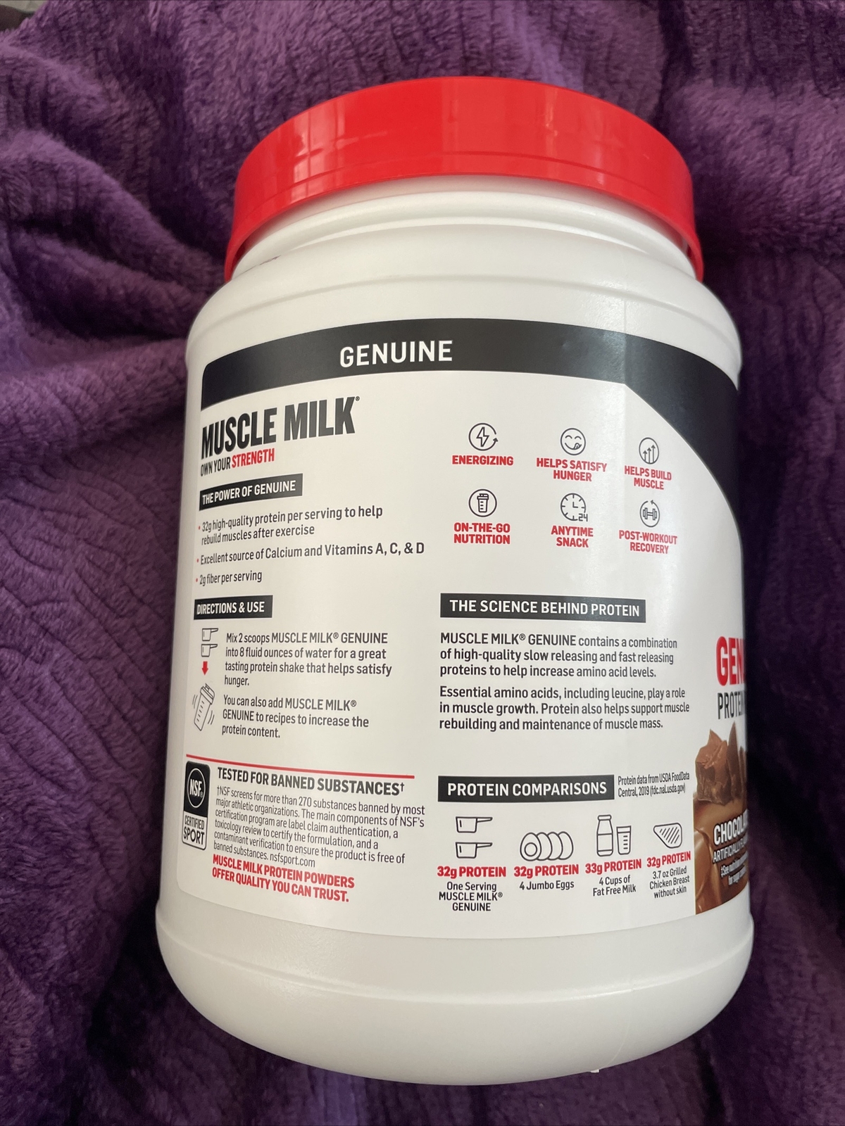 Muscle Milk Genuine Protein Powder, Chocolate, 1.93 Pound, 12 Servings