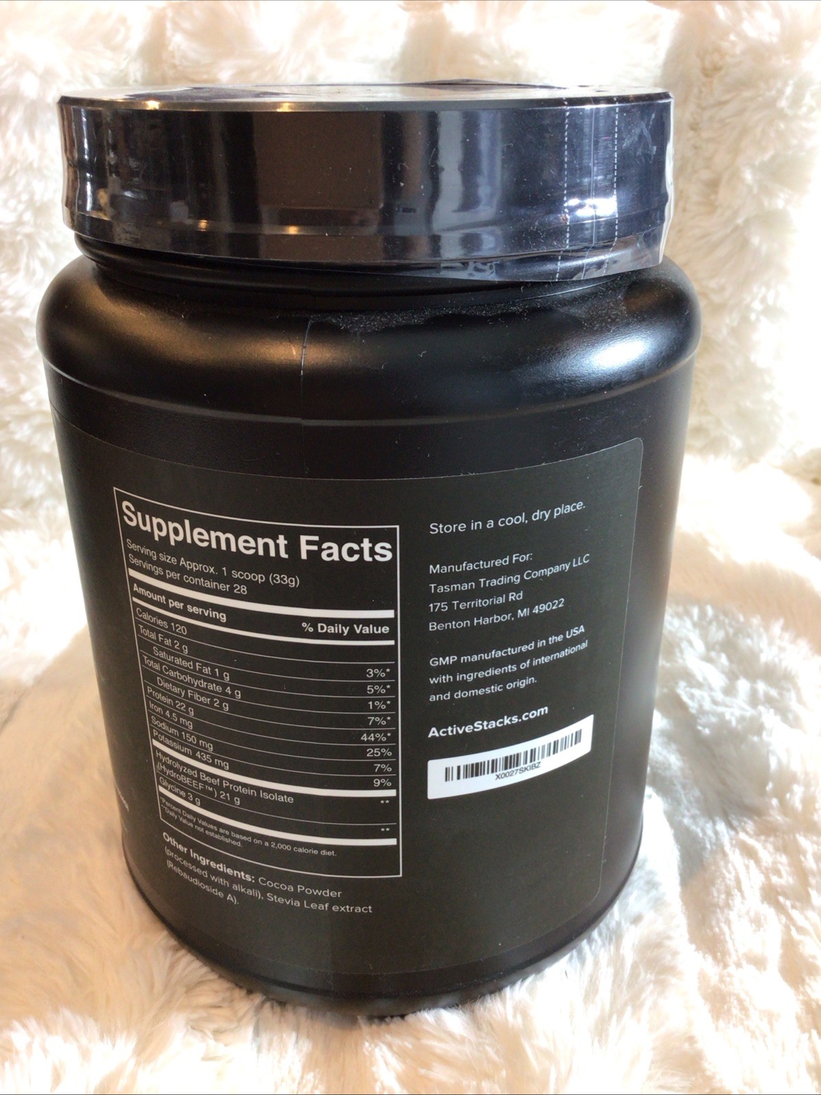 Active Stacks Beef Protein Powder, Chocolate – Dairy Free, 22G Protein