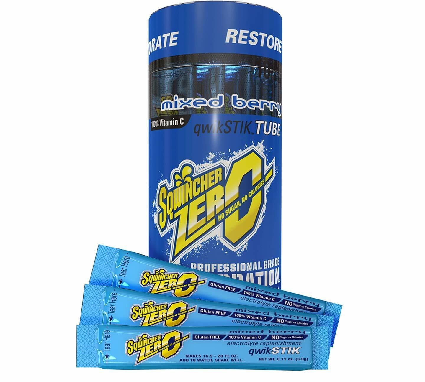 Sqwincher ZERO Sugar Free Electrolyte Powder Beverage ORANGE 20 Qwik Stiks