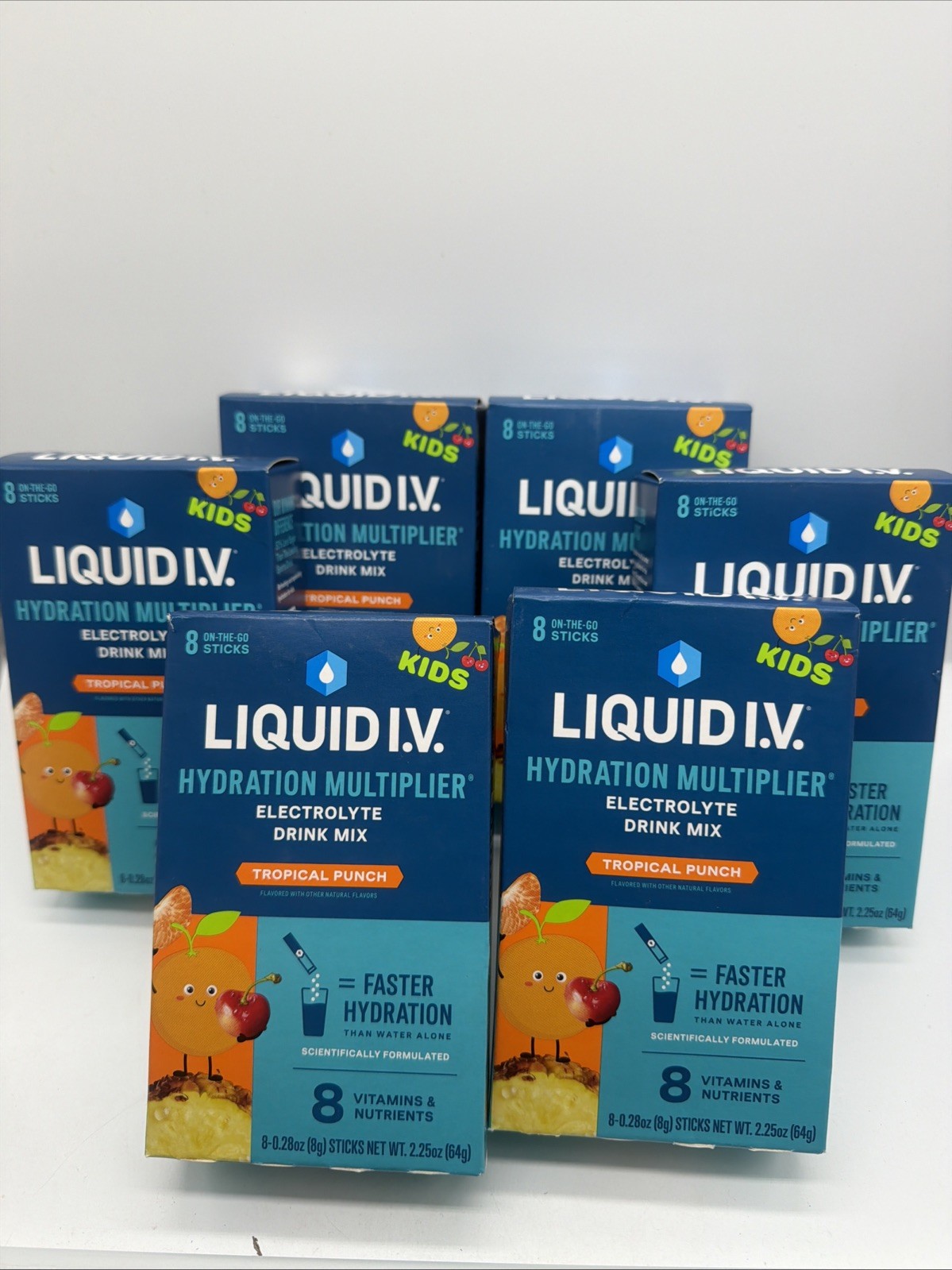 (6) Liquid I.V. Hydration Multiplier Electrolyte Drink Mix Kid Tropical Punch 48