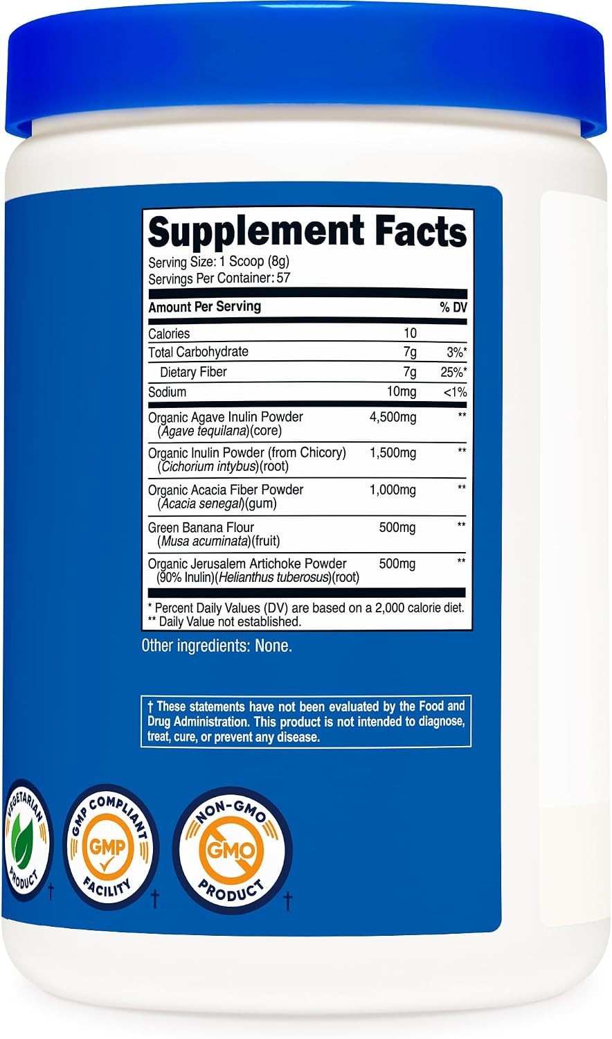 Nutricost Prebiotic Fiber Powder 1lb Unflavored Vegan Free Shipping