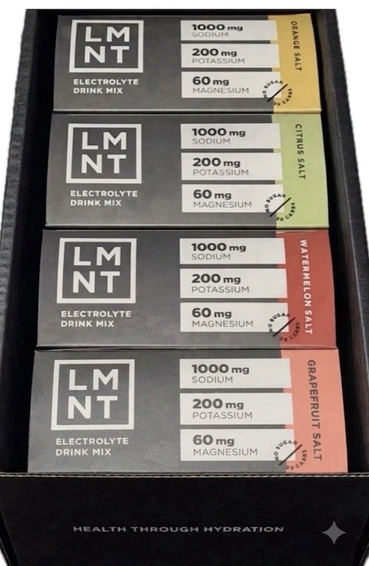 LMNT Electrolyte Drink Mix Variety Pack (4 Boxes / 30 Packs) No Sugar Keto New