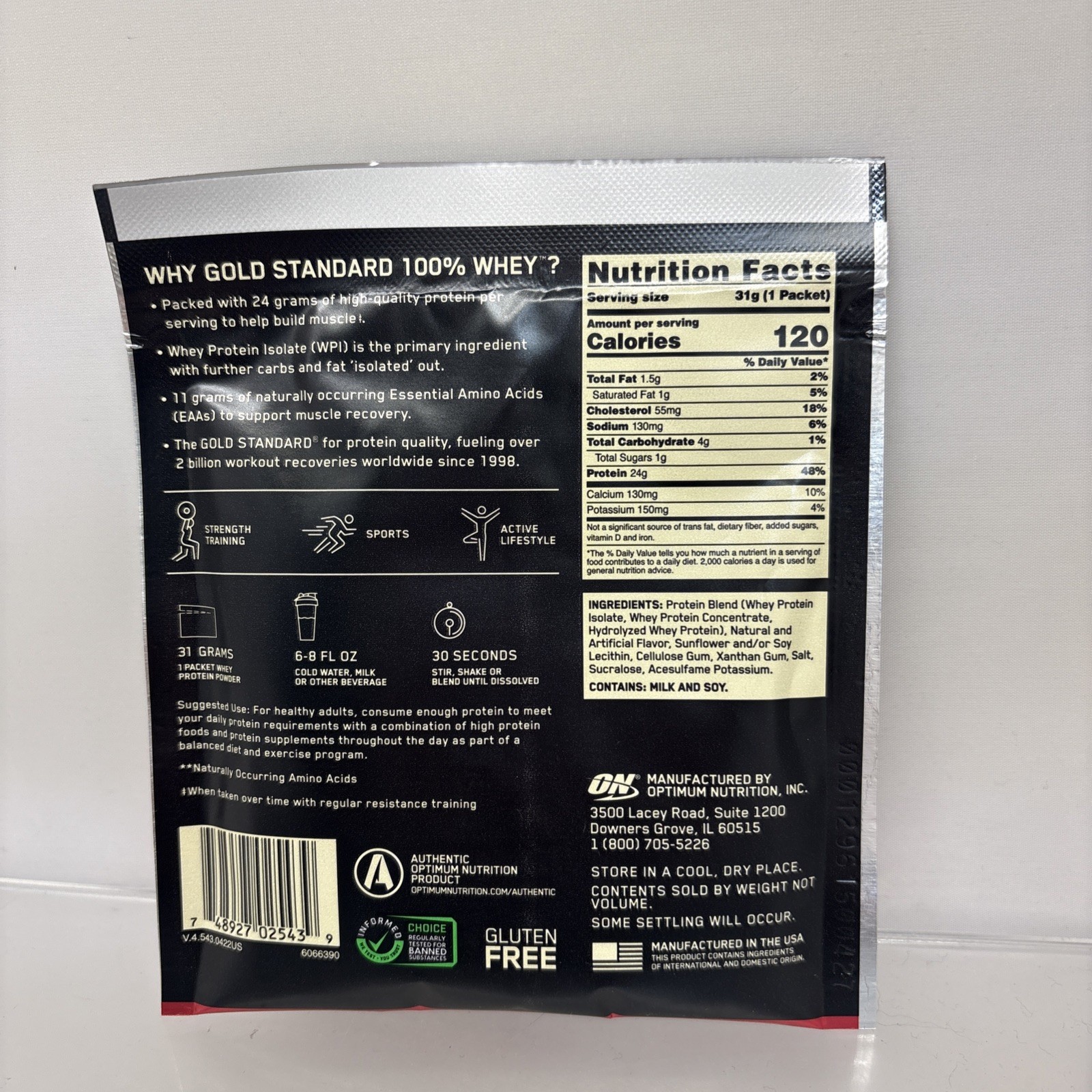 10X Optimum Nutrition Gold Standard 100% Whey Protein Powder 1 SERV VANILLA B95