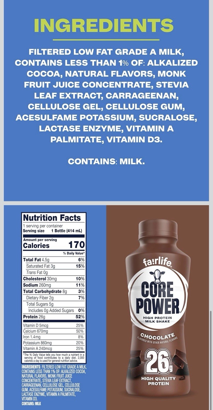 fairlife Core Power High Protein Chocolate Milk Protein Shake 14 fl oz 12 Pack