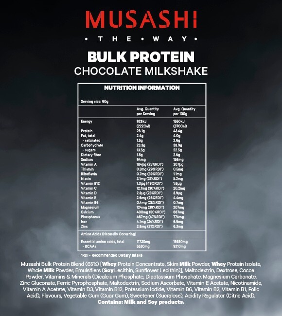 New Musashi Bulk Protein Powder 2KG Chocolate Milkshake Flavour