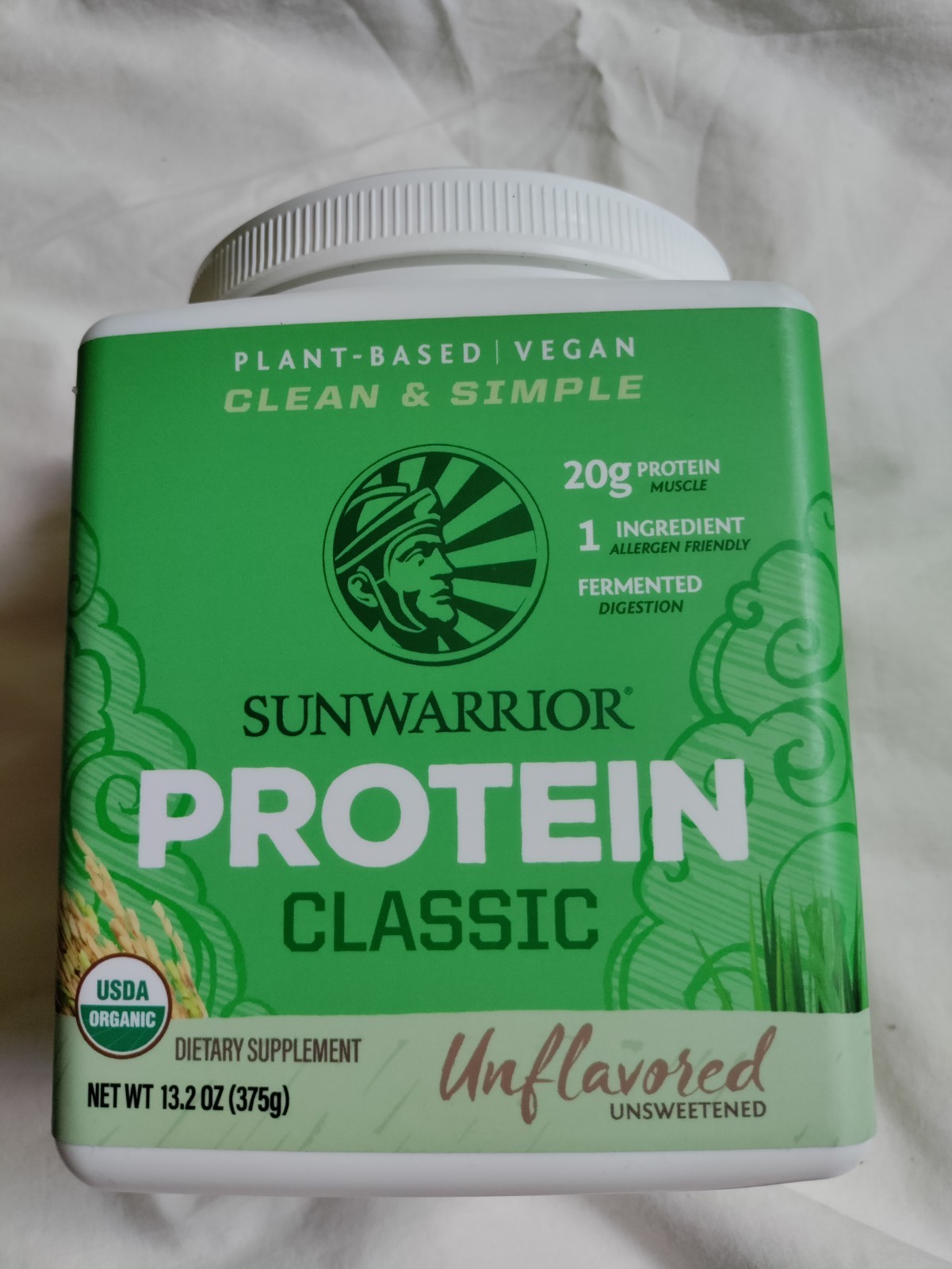 Sunwarrior Organic Classic Unflavor Protein – Plant-Based Protein Powder, 375g