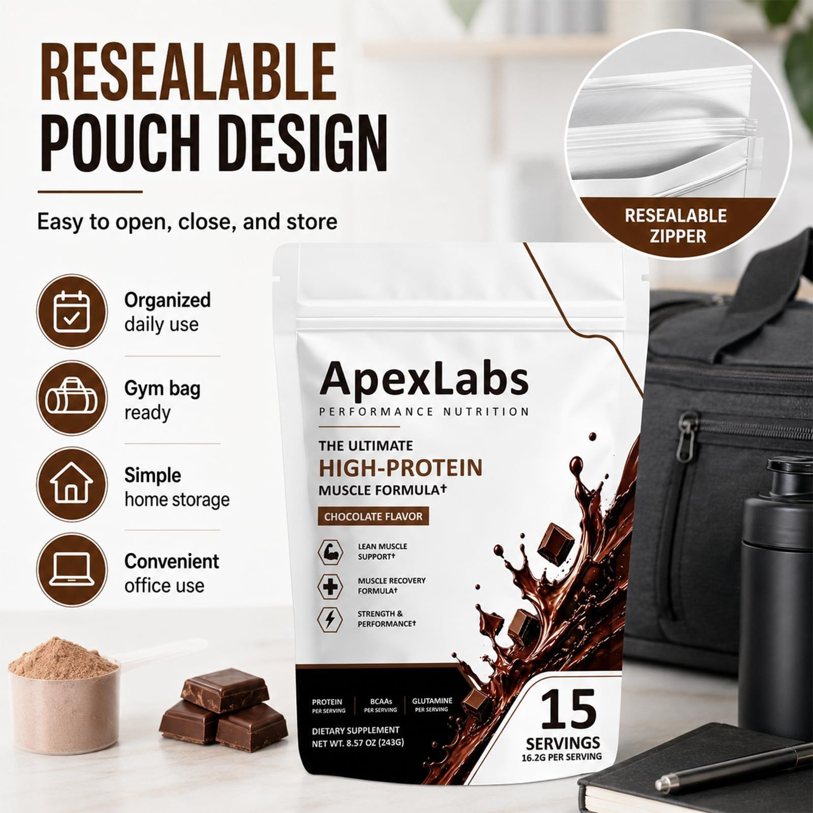 Fuxvao Apex Labs Muscle Powder Chocolate, Apexlabs 1 Pound (Pack of 1)