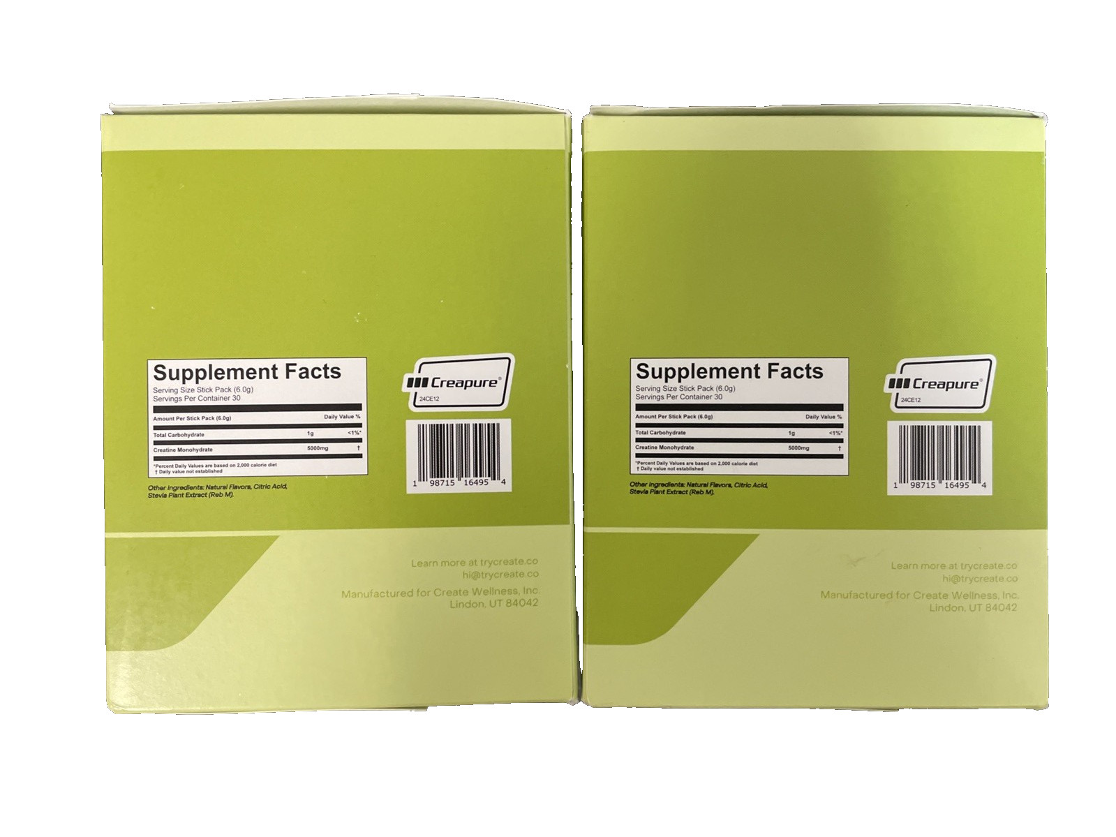Create Creatine Monohydrate Powder Lemon Lime Dietary Supplement 30 sticks