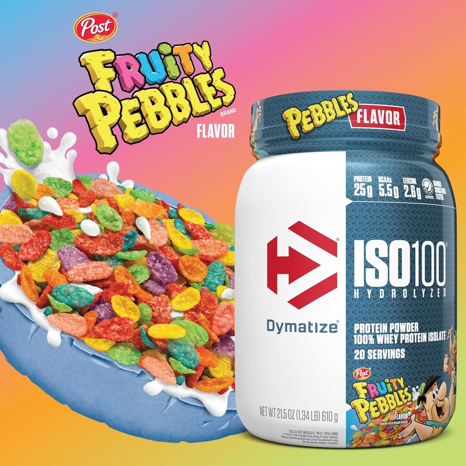 Dymatize x Fruity Pebbles ISO100 Whey Protein Powder Isolate,Protein,20 Servings