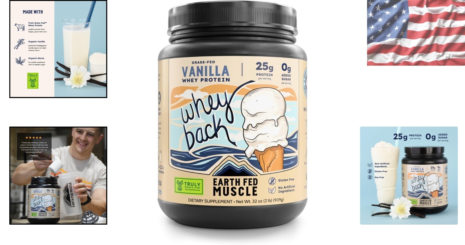 Vanilla Whey Protein Powder 2lb – Truly Grass Fed, No Additives, Easy Blend