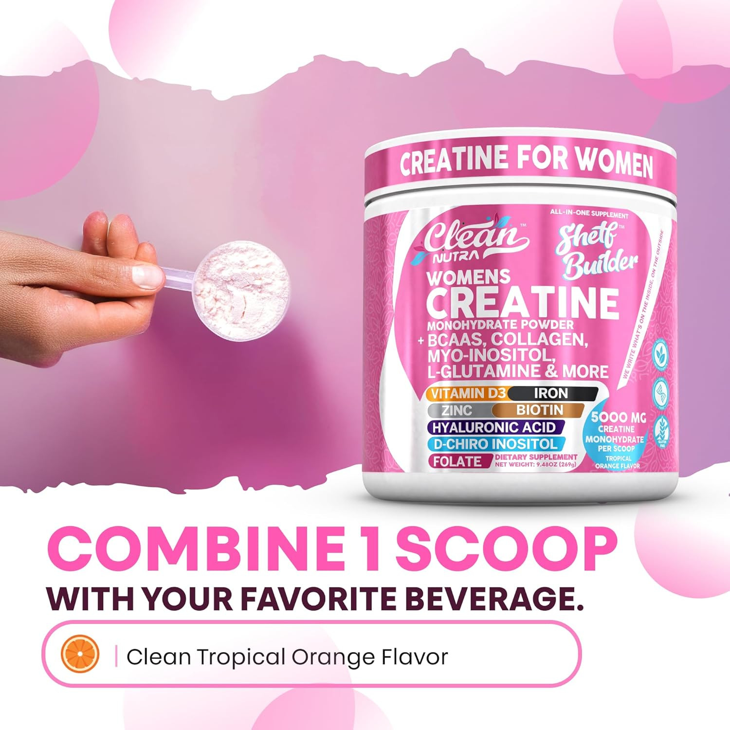 Creatine for Women | Creatine Monohydrate + BCAA Powder Myo-Inositol Collagen…