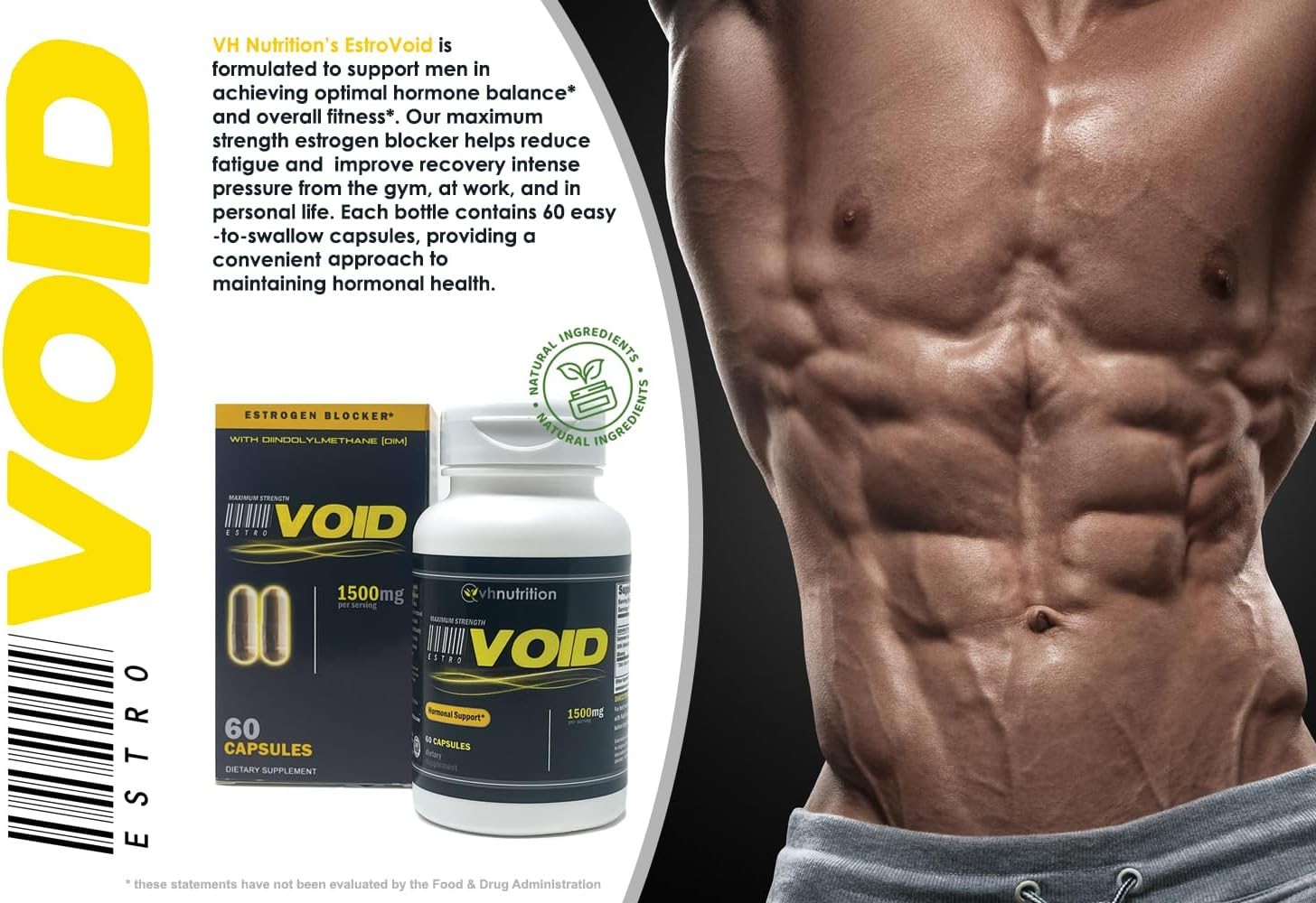 VH Nutrition ESTROVOID | Estrogen Blocker for Men | 1500mg Max Strength…