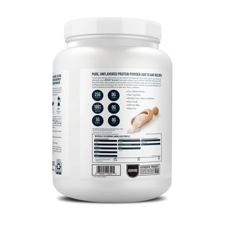 Isopure Zero Carb 100% Whey Protein Isolate Vanilla Protein Powder, 25g