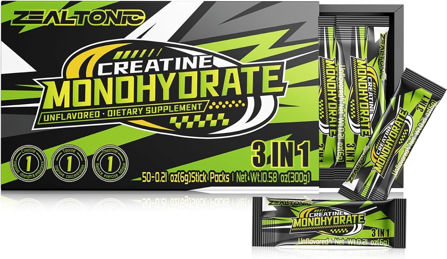 5000mg 99.9% Micronized Creatine Monohydrate Powder Stick Packs with 800mg of ..