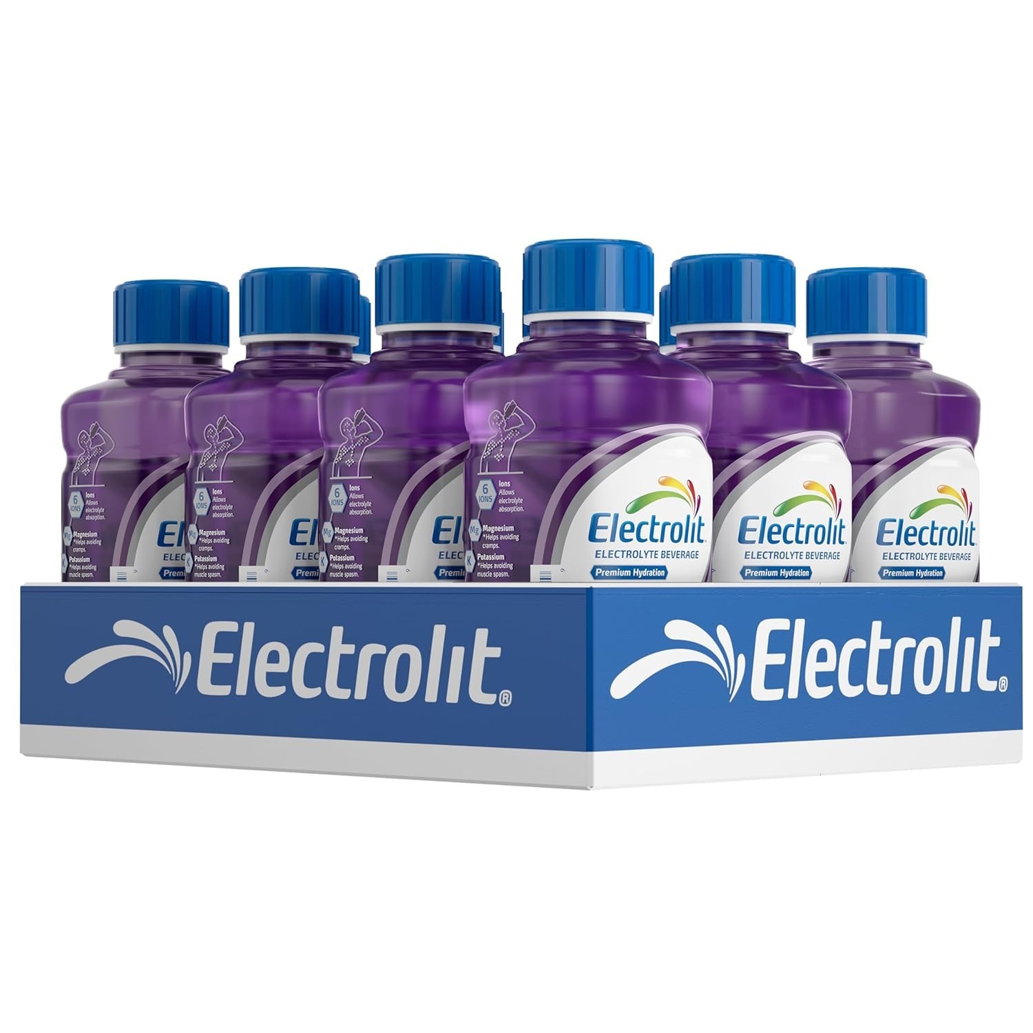 Electrolit, Electrolyte Beverage, Grape, 21 Fl Oz Bottle (Pack of 12)