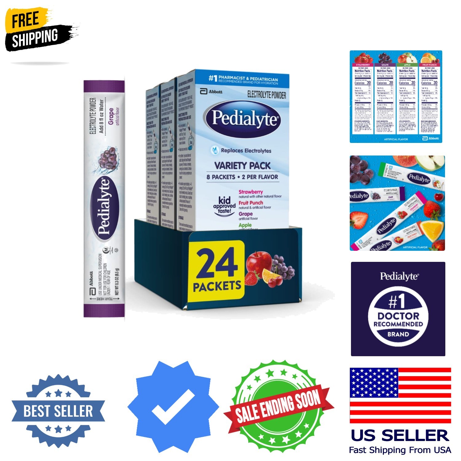 Electrolyte Powder, Hydration Drink for Kids & Adults, Variety Pack: Strawber…