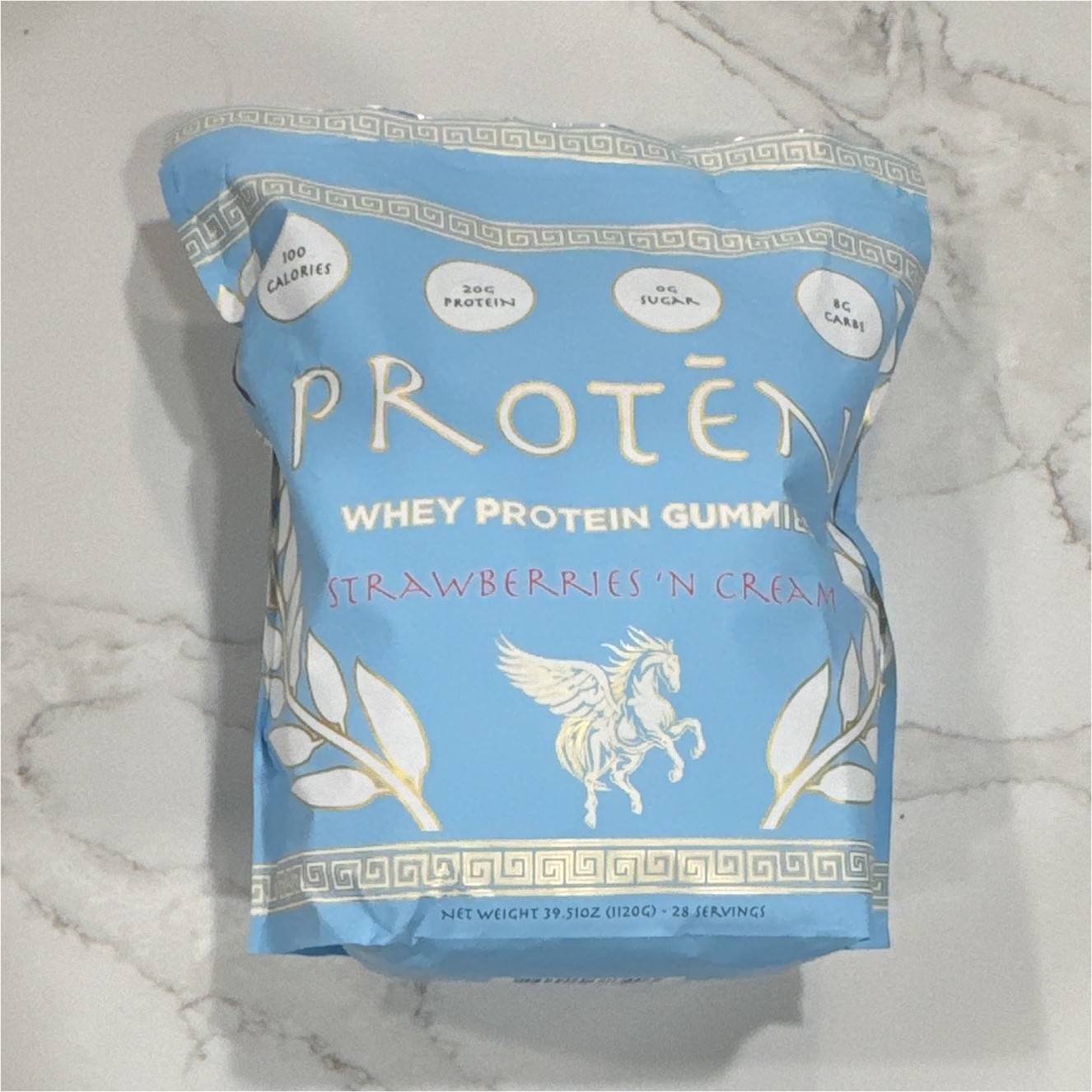 PROTĒN Whey Protein Gummies Strawberries ‘N Cream Zero Sugar 39.51 oz 28 Serv