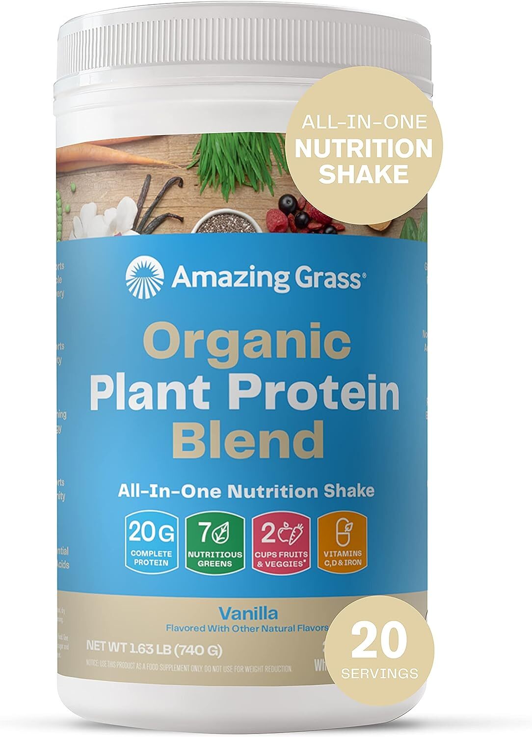 Optimum Nutrition – Organic Vegan Plant-Based Protein Powder- CHOOSE FLAVOR