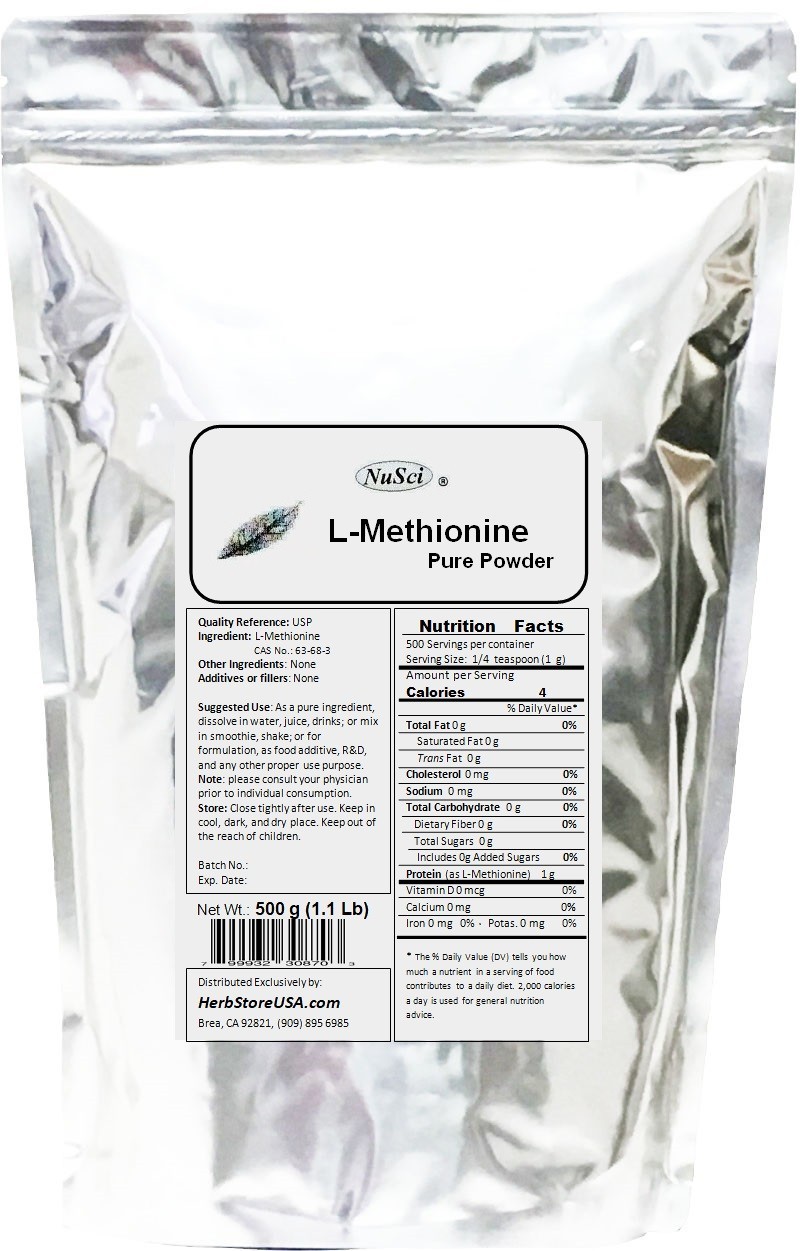 NuSci 100g(3.52 oz) Pure L-Methionine Powder USP joint hair health
