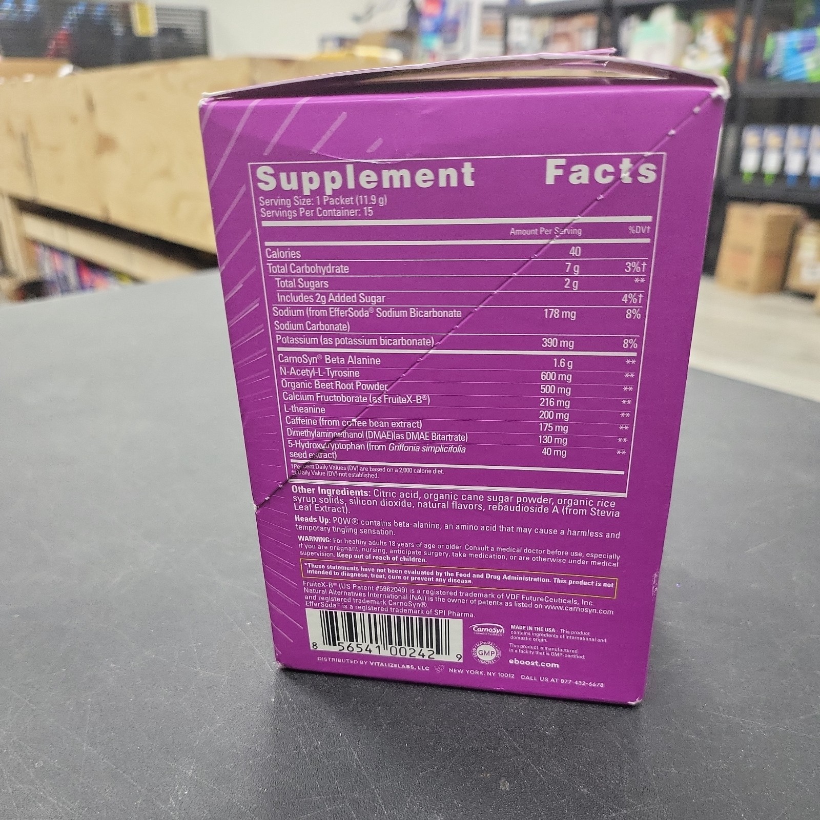 EBOOST POW Clean Energy Pre-Workout Berry Melon Fizz 15 Packets BB 11/25