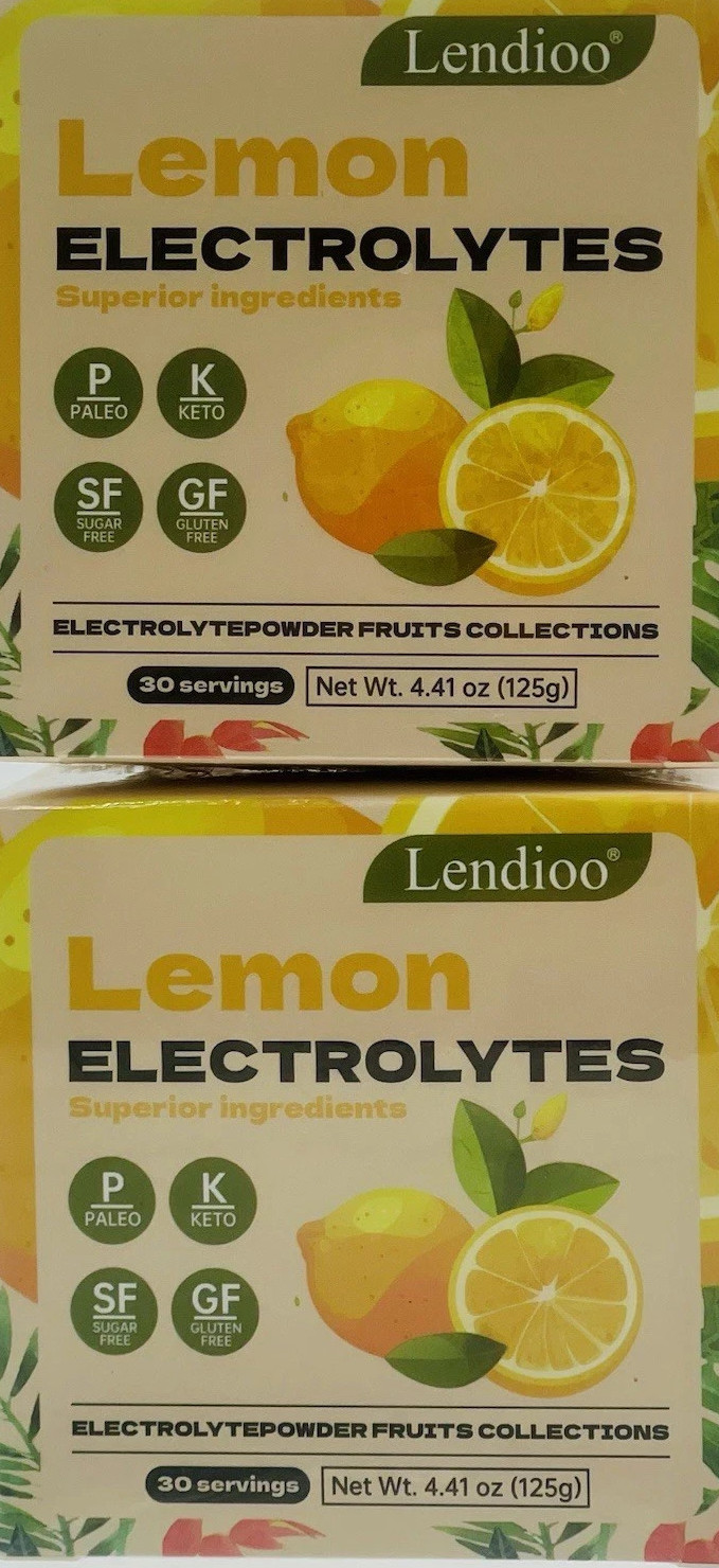 Lot of 2 Lemon Flavor Electrolytes Powder 4.41 oz Sugar-Free Gluten-Free BNIB