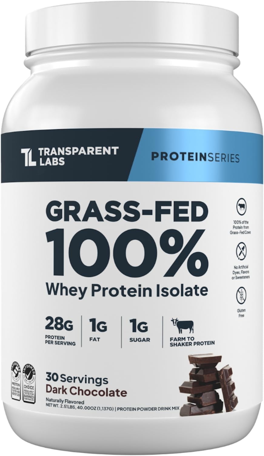 Transparent Labs Grass-Fed Whey Protein Isolate – 30 Servings (Pack of 1)