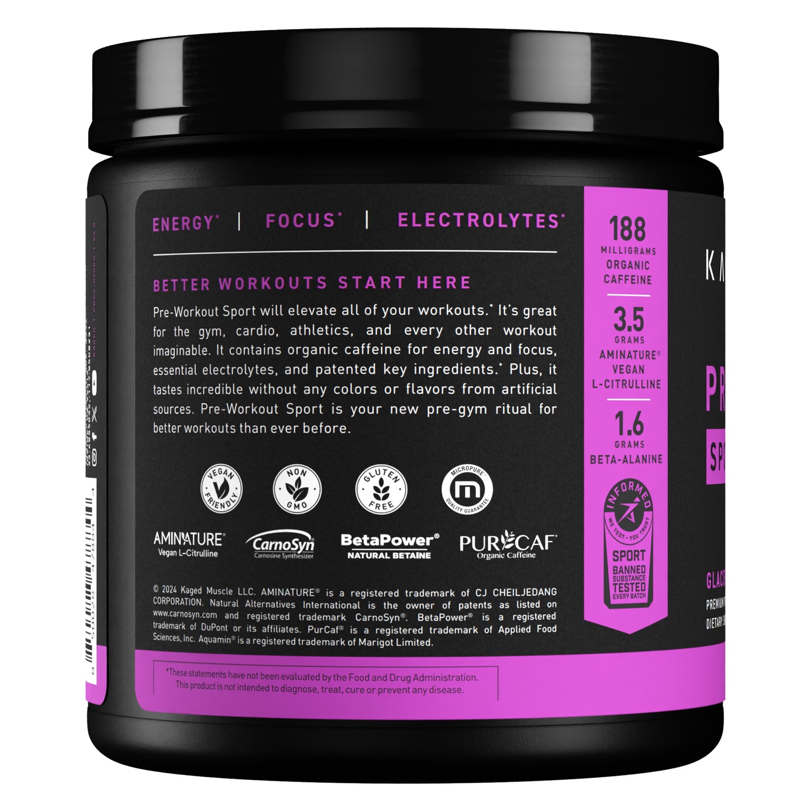 Pre- Sport Pre-Workout – Glacier Grape (9.38 Oz. / 20 Servings)