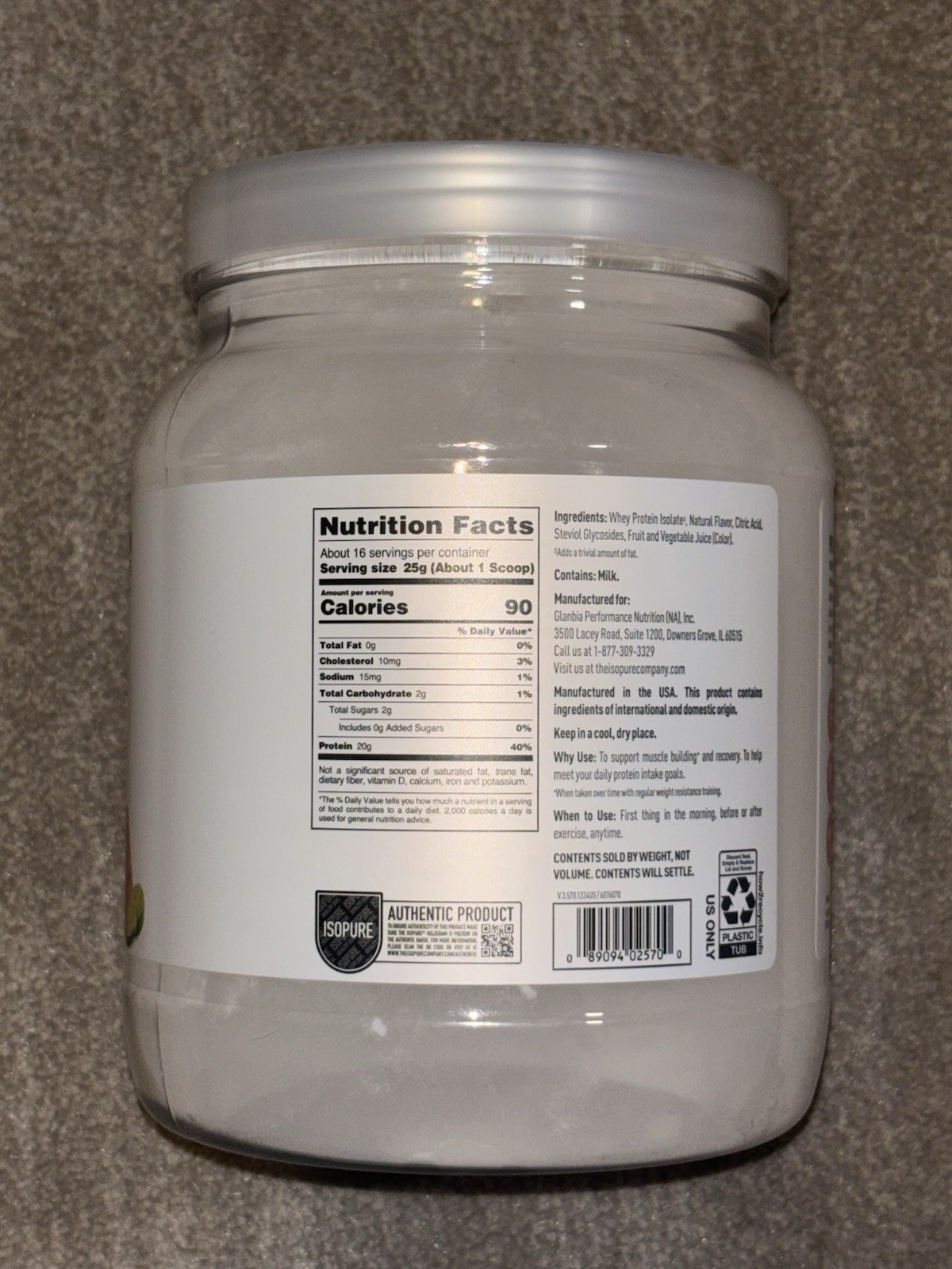 Clear Low Carb Protein Powder, Watermelon Lime, 16 Servings 20g Protein
