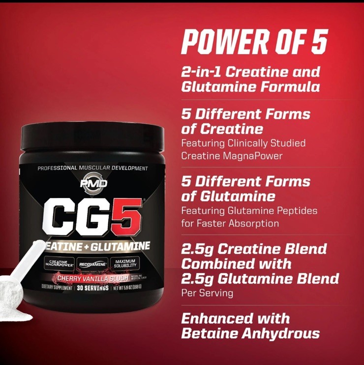 CG5 – Creatine/Glutamine Powder – Strength, Power & Recovery-Cherry Van 30 serve