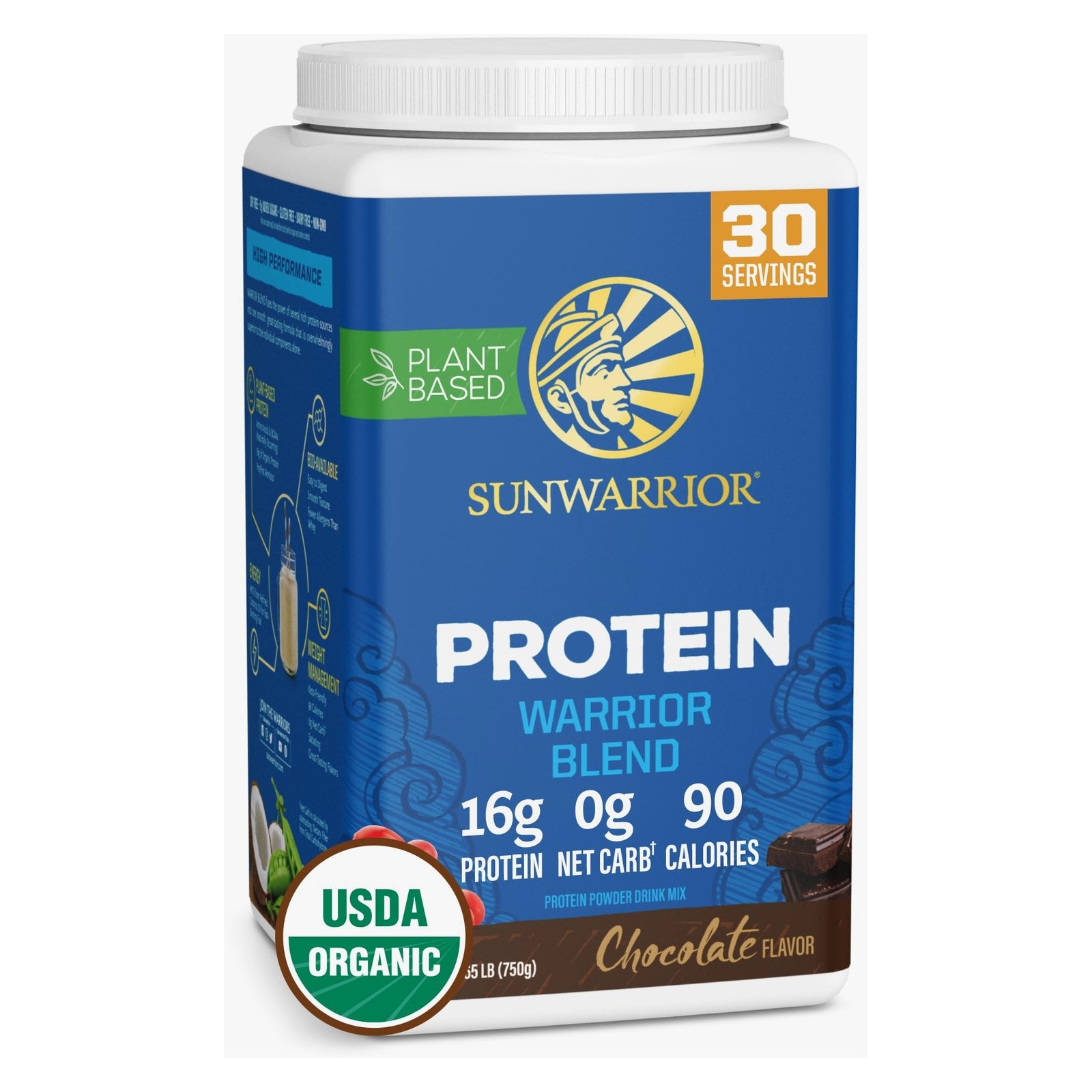 Sunwarrior Organic Vegan Protein Powder Vanilla w BCAA & Hemp Seed Blend 90 serv