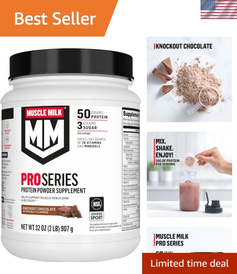 NSF Certified Pro Series 2lb Protein Powder – 50g Protein, 3g Sugar, Gluten-Free