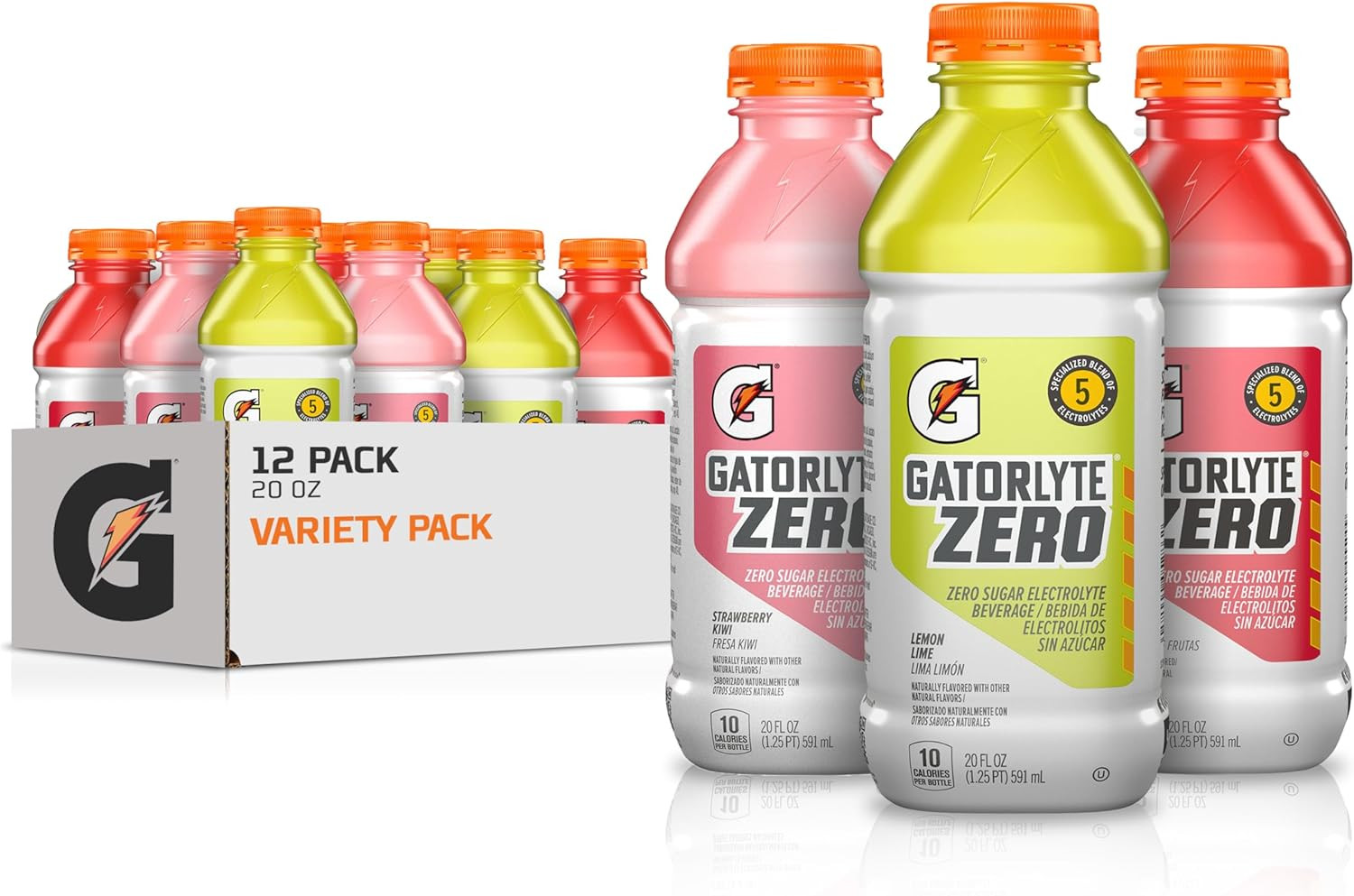 Gatorlyte Zero Electrolyte Beverage, Zero Sugar Hydration, 12 Pack 20oz Bottles