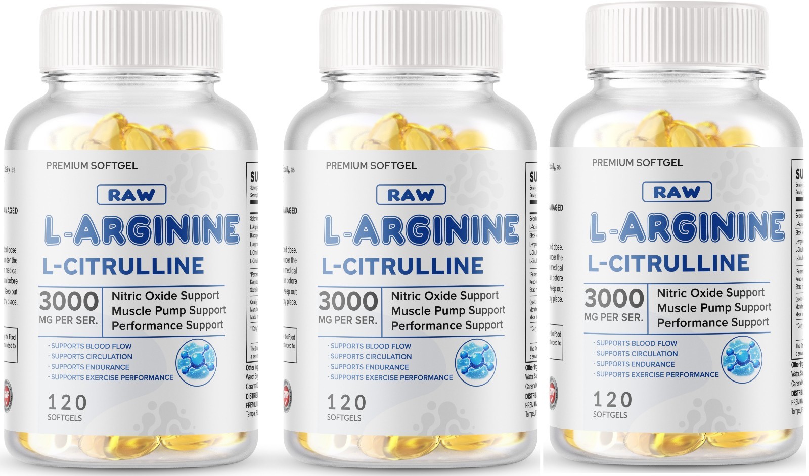 L-Arginine L-Citrulline Nitric Oxide Booster 3000mg, 360 Softgels, 180 Servings