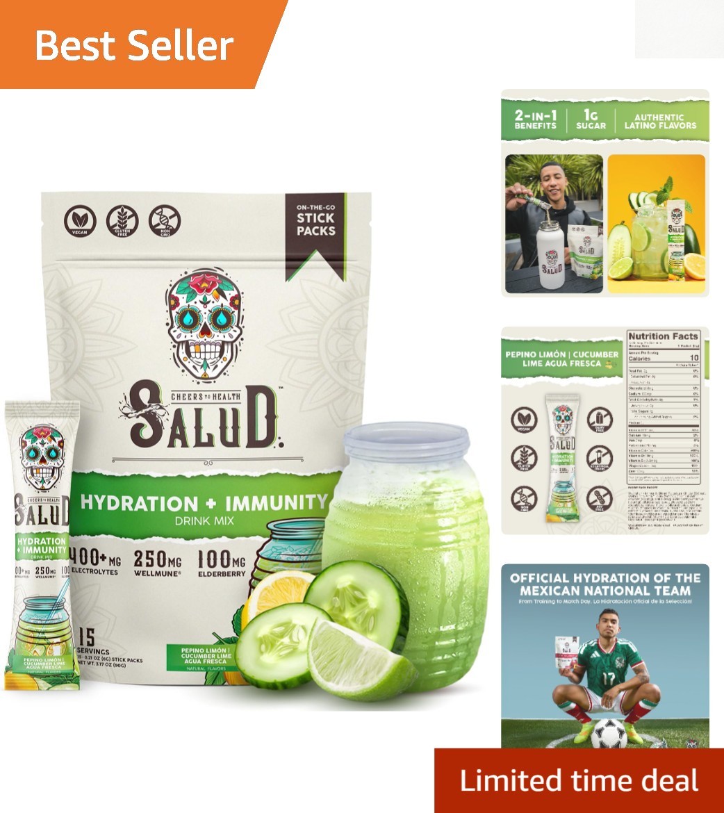 Low Calorie Electrolytes Drink Mix – Salud Cucumber Lime, Dairy Free & Non-GMO