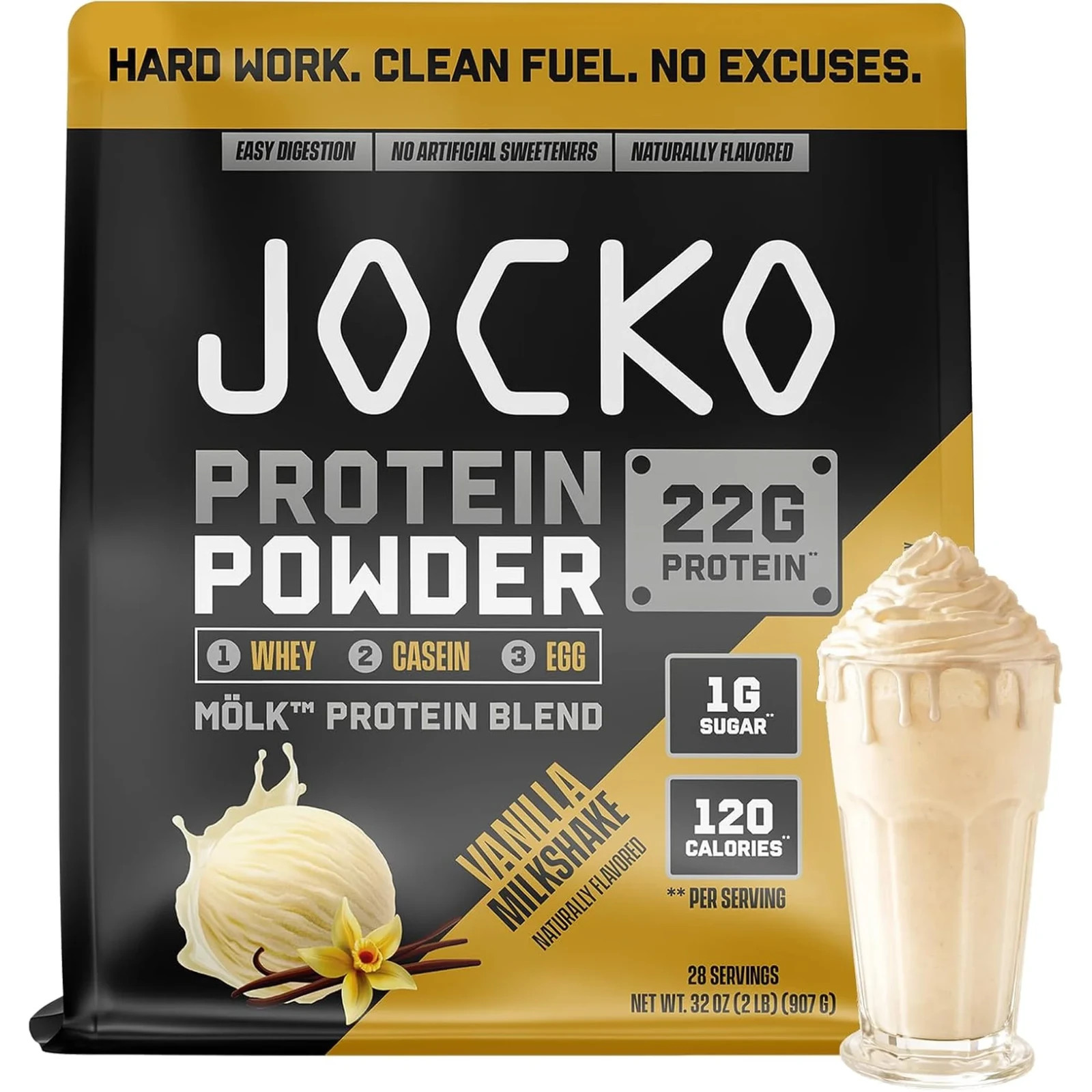 Jocko Whey Protein Powder, 22g , 2lb bag, Vanilla