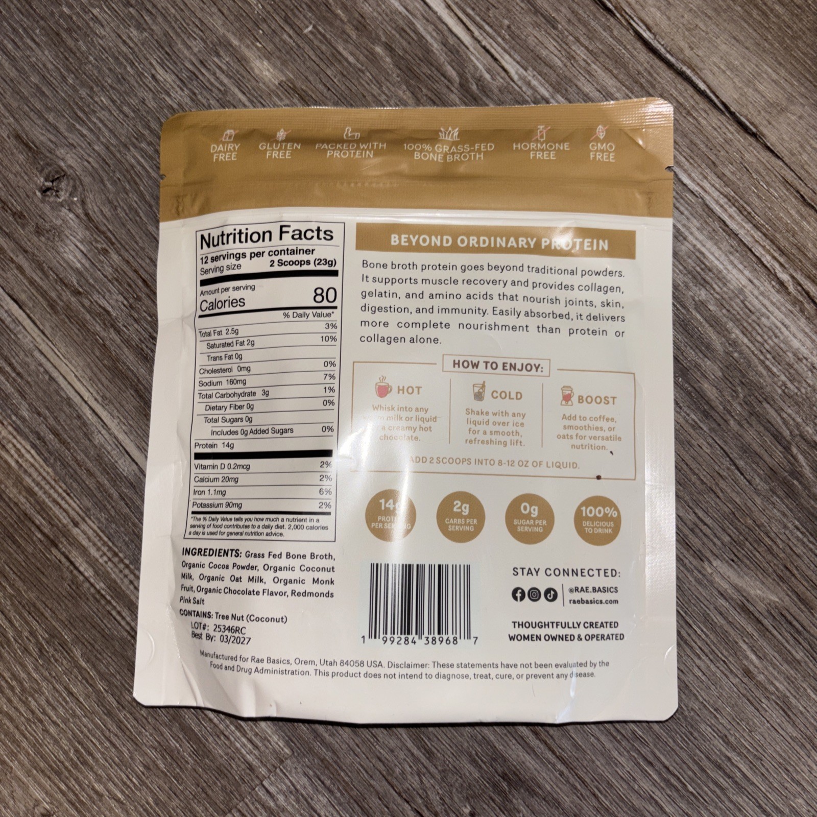 Rae Basics Bone Broth Protein Powder, Grass Fed Collagen with 14g Complete Pr…