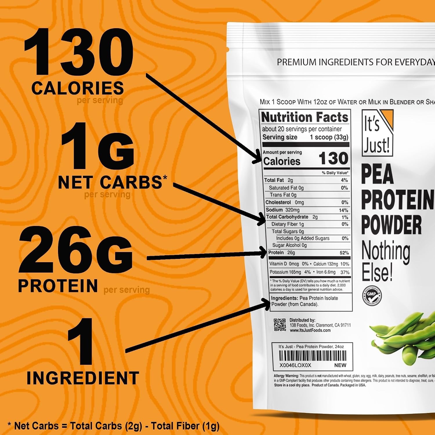 Plant-Based Pea Protein Isolate, Unflavored