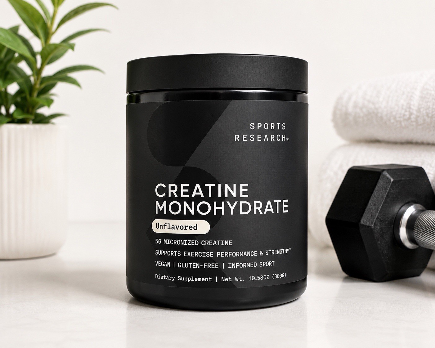 Sports Research Creatine Monohydrate Powder Unflavored Vegan GF 10.58oz
