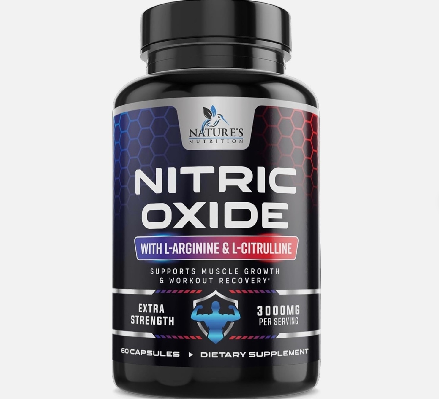Nitric Oxide Booster 3000mg L-Arginine 3X Extra Strength Capsules