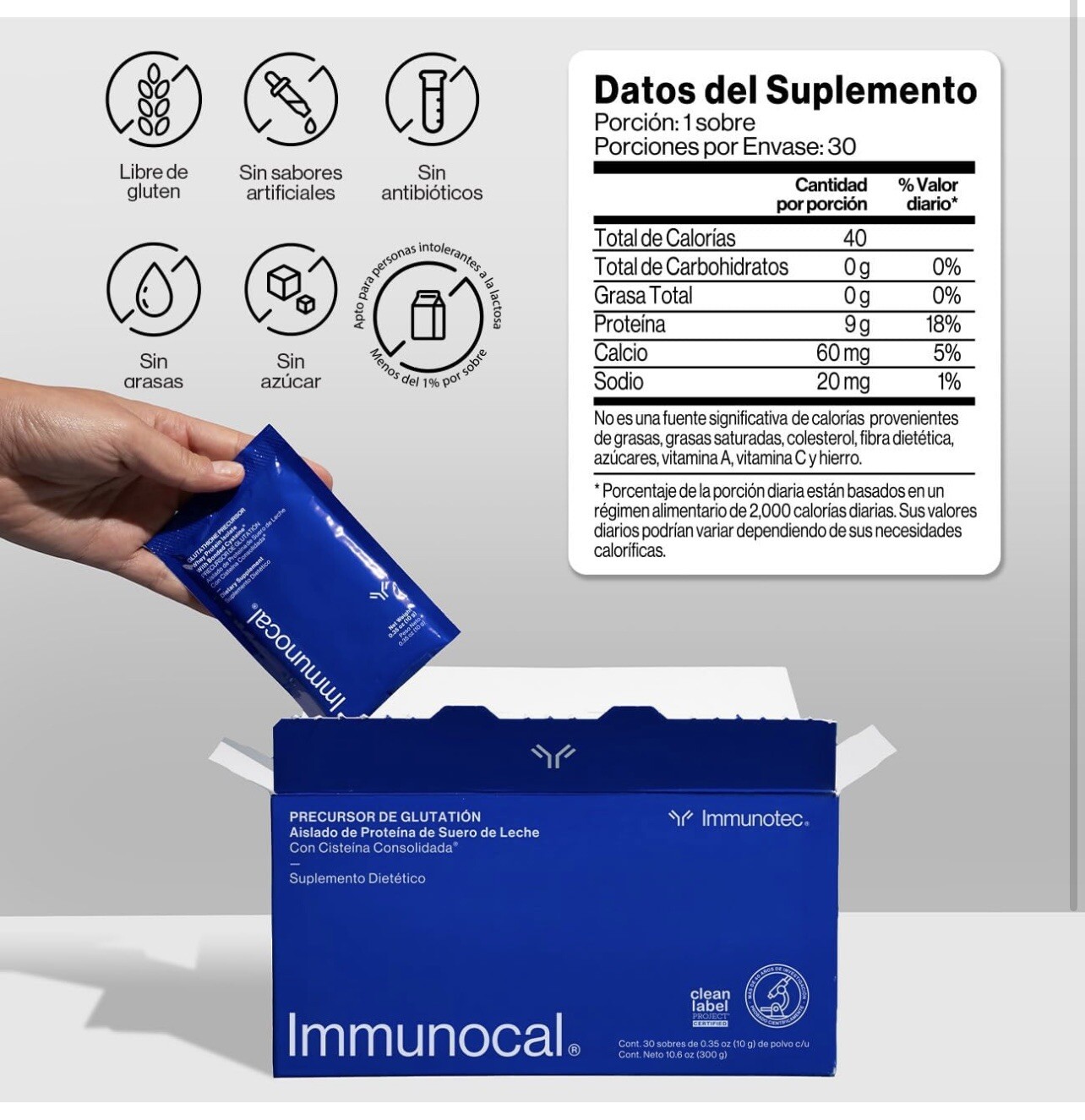 Immunocal Classic Blue Regular Glutathione Precursor, 30 Pouches by Immunotec