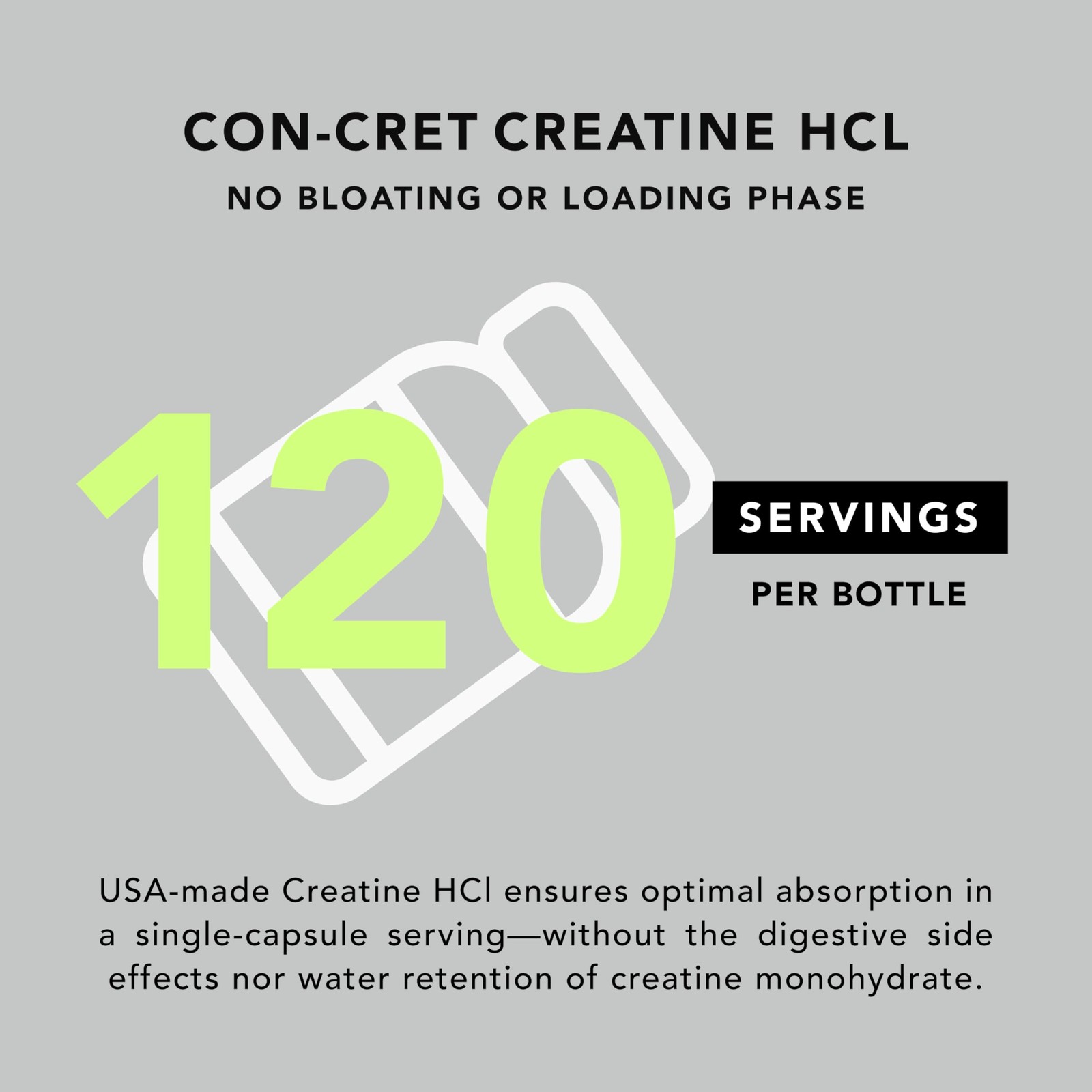 AMANDEAN Creatine HCl Pills. American Made CON-CRET. 120 Count (Pack of 1)