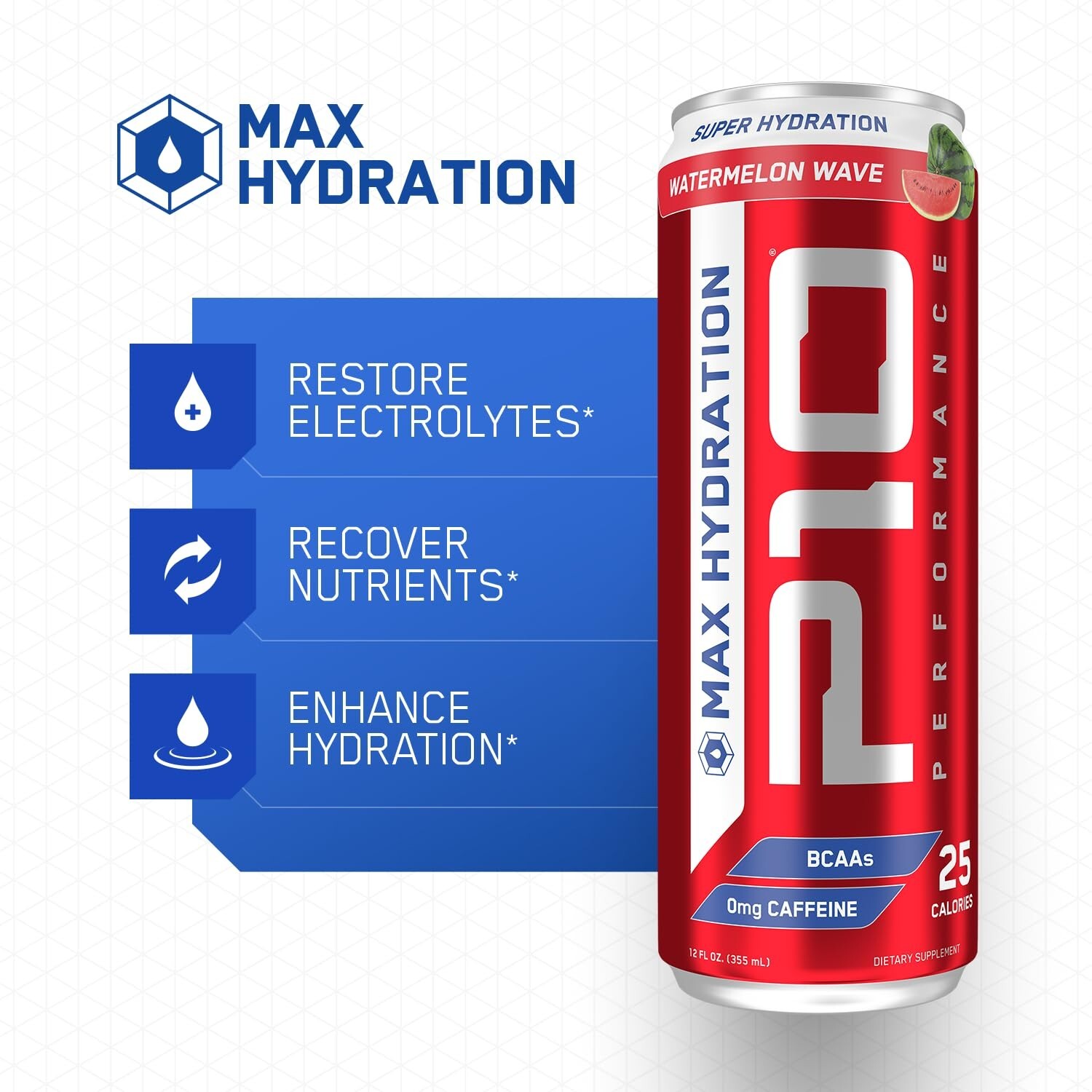 P10 Performance Max Hydration Fitness Recovery Drink – Watermelon (12 x 12 oz)