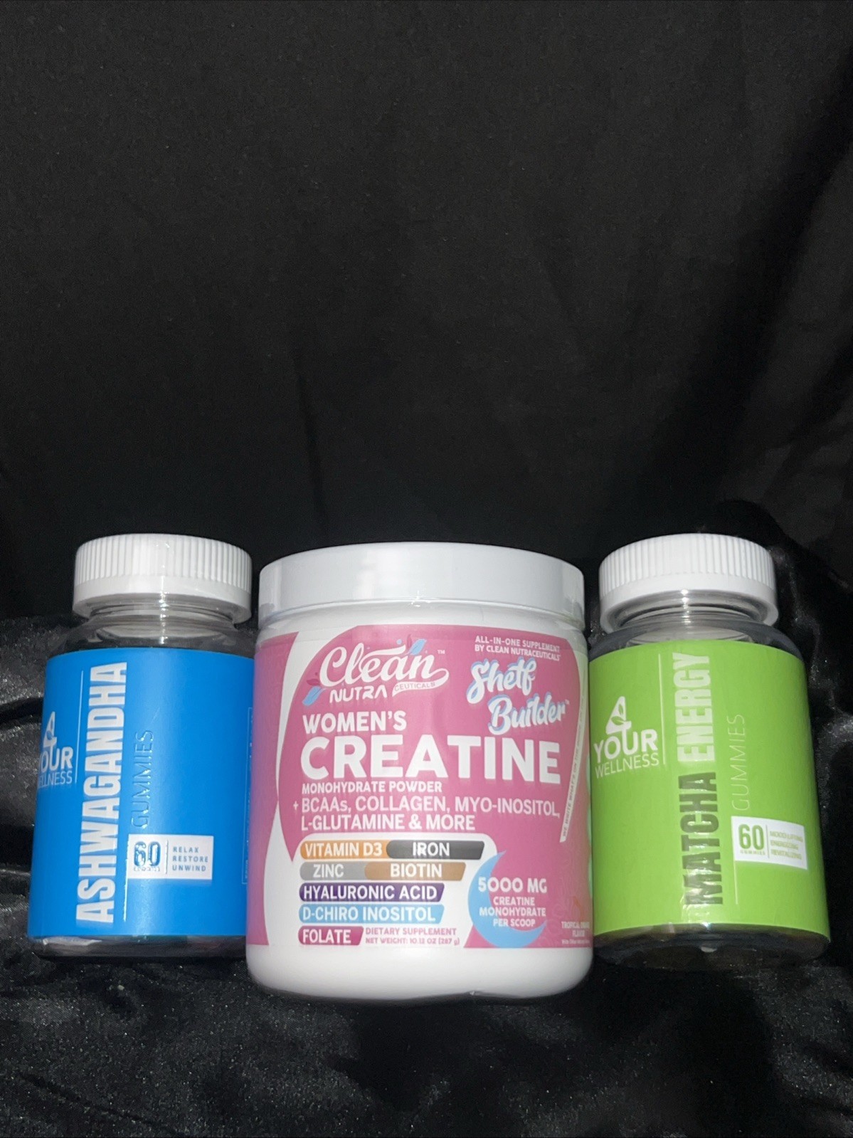 Women’s Creatine Ashwaganda And Matcha Energy Gummies 3 Piece Bundle Full Size !