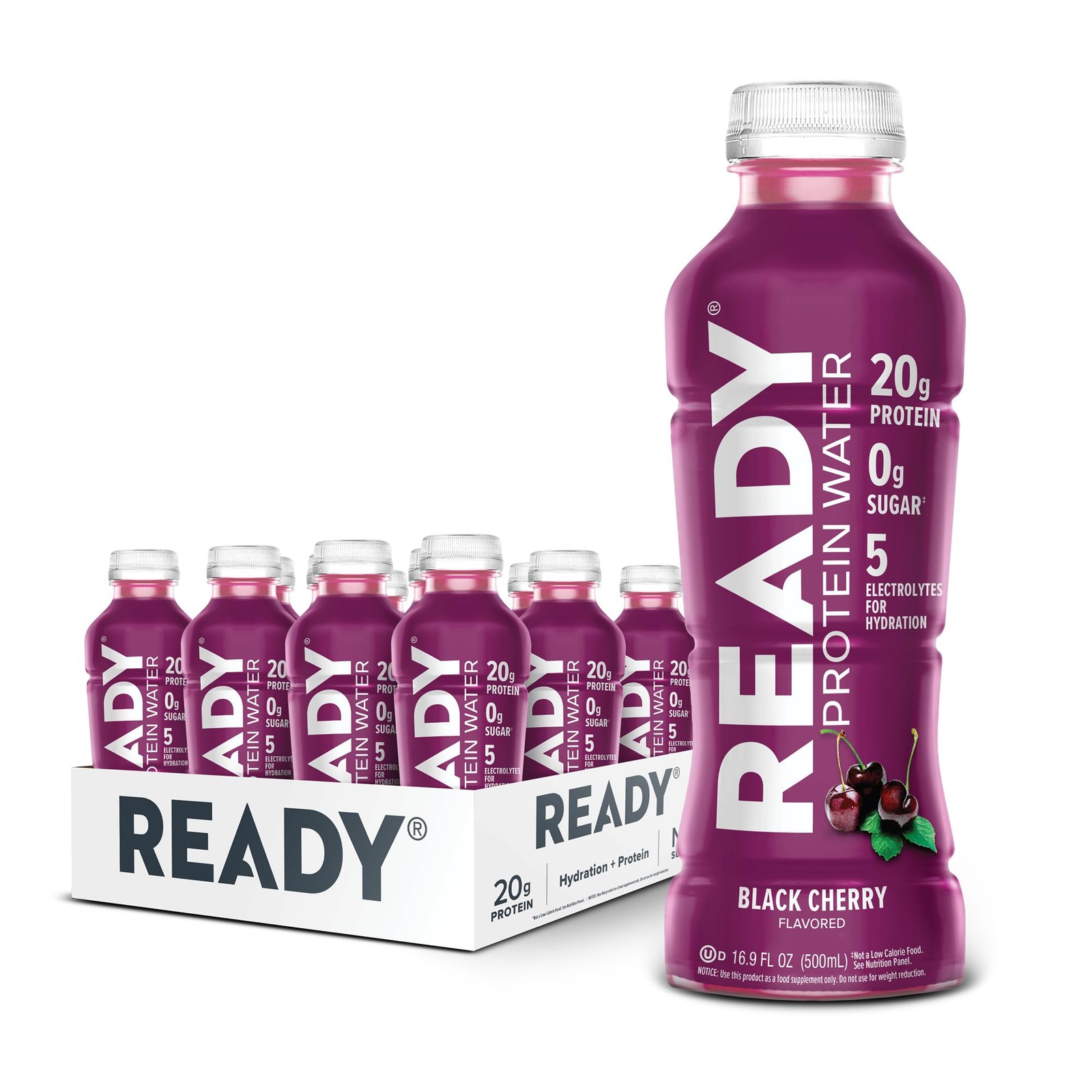 Ready Protein Water – 20g Whey Protein Isolate, Zero Sugar, Low-Calorie, 12-Pack