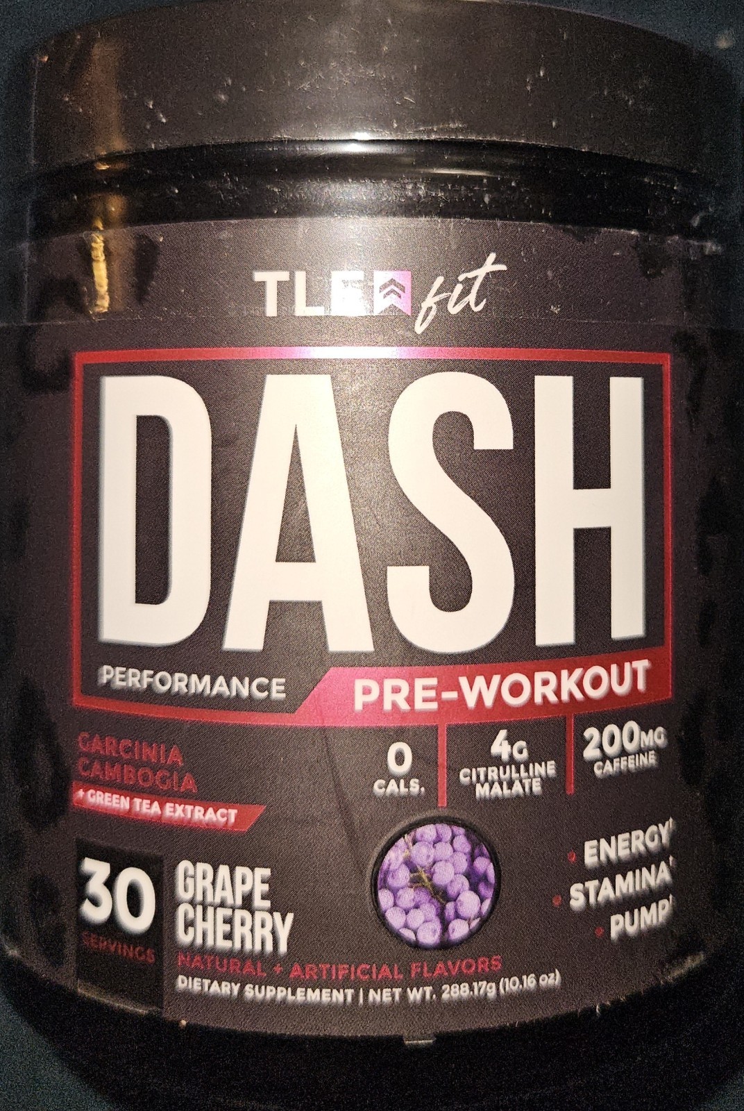 Dash Pre-Workout Fitness Grape Cherry Supplement Performance (30 Servings)