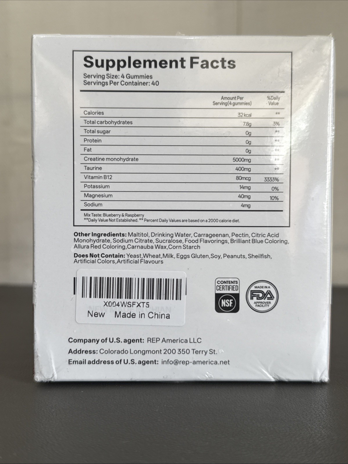GABE SUNNYBEARS Creatine Monohydrate Gummies 5000mg 160ct Raspberry NSF