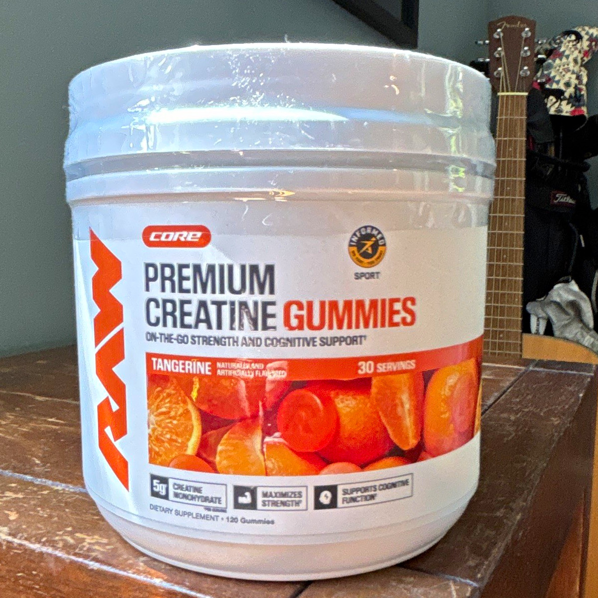 RAW Creatine Gummies Tangerine 5g Creatine Monohydrate 120 Ct 30 Servings