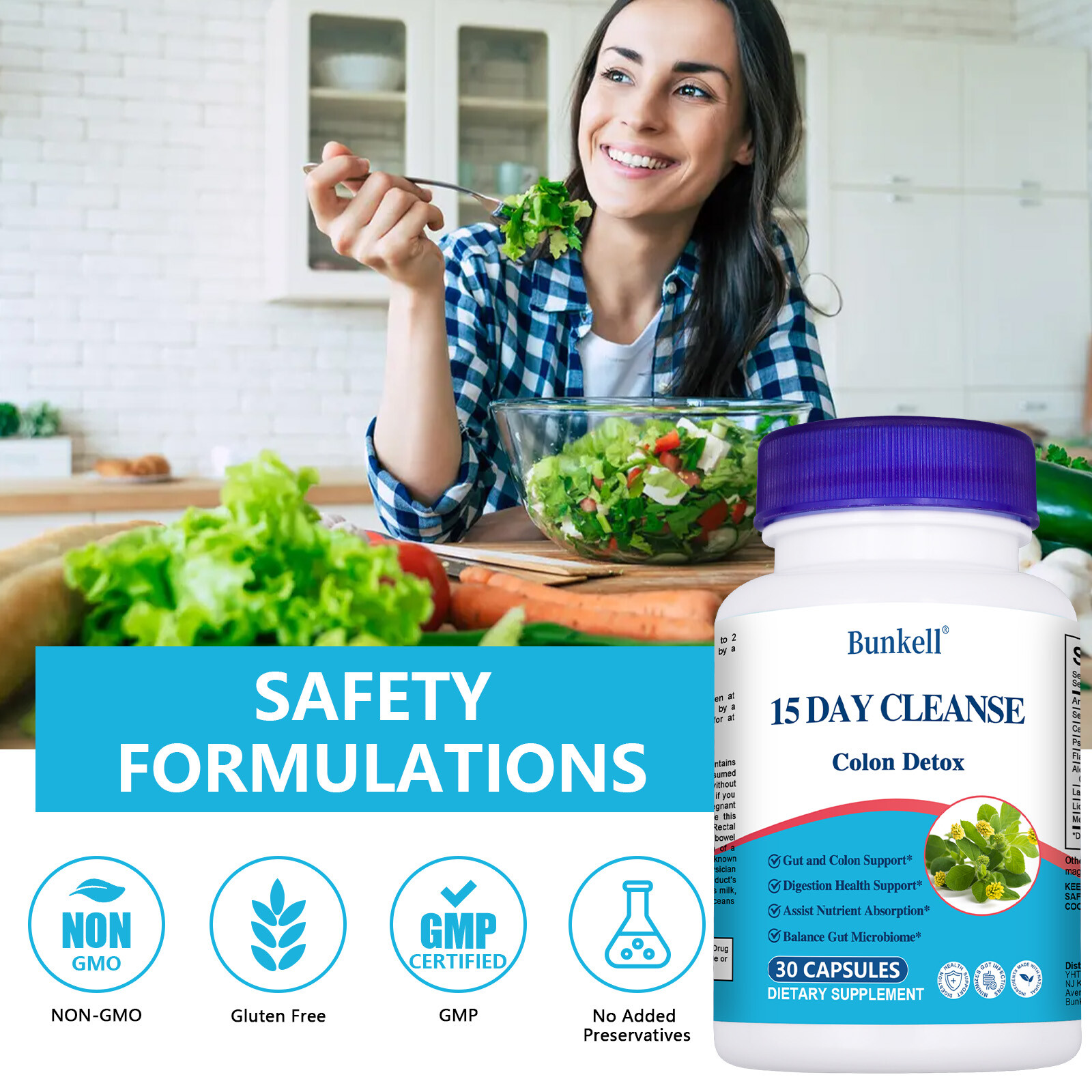 Gut and Colon Support 15 Day Cleanse Colon Cleansing 30 Capsules
