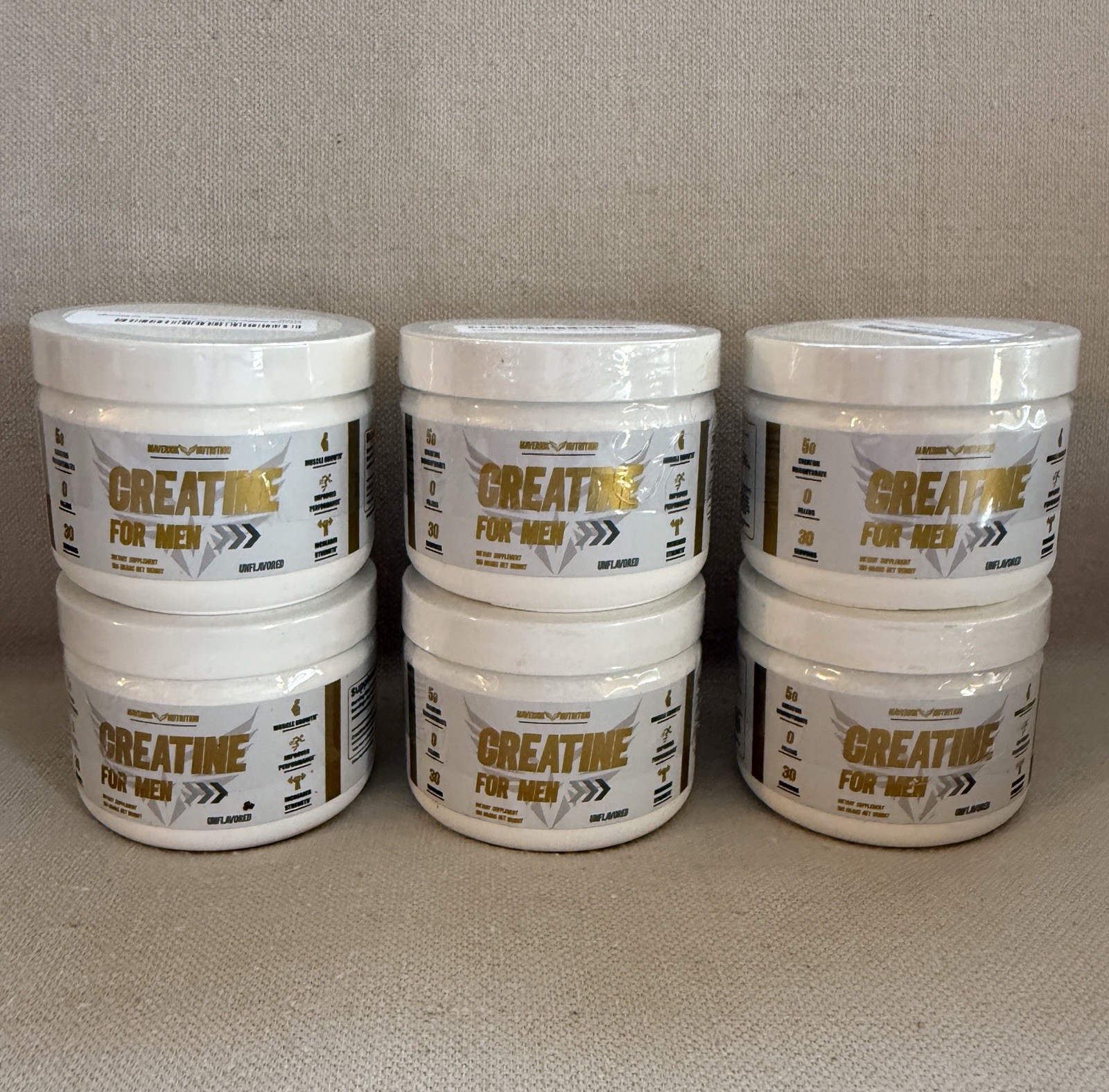 6 Pk Maverick Nutrition Creatine Monohydrate Powder for Men 30 Servings Exp 6/26